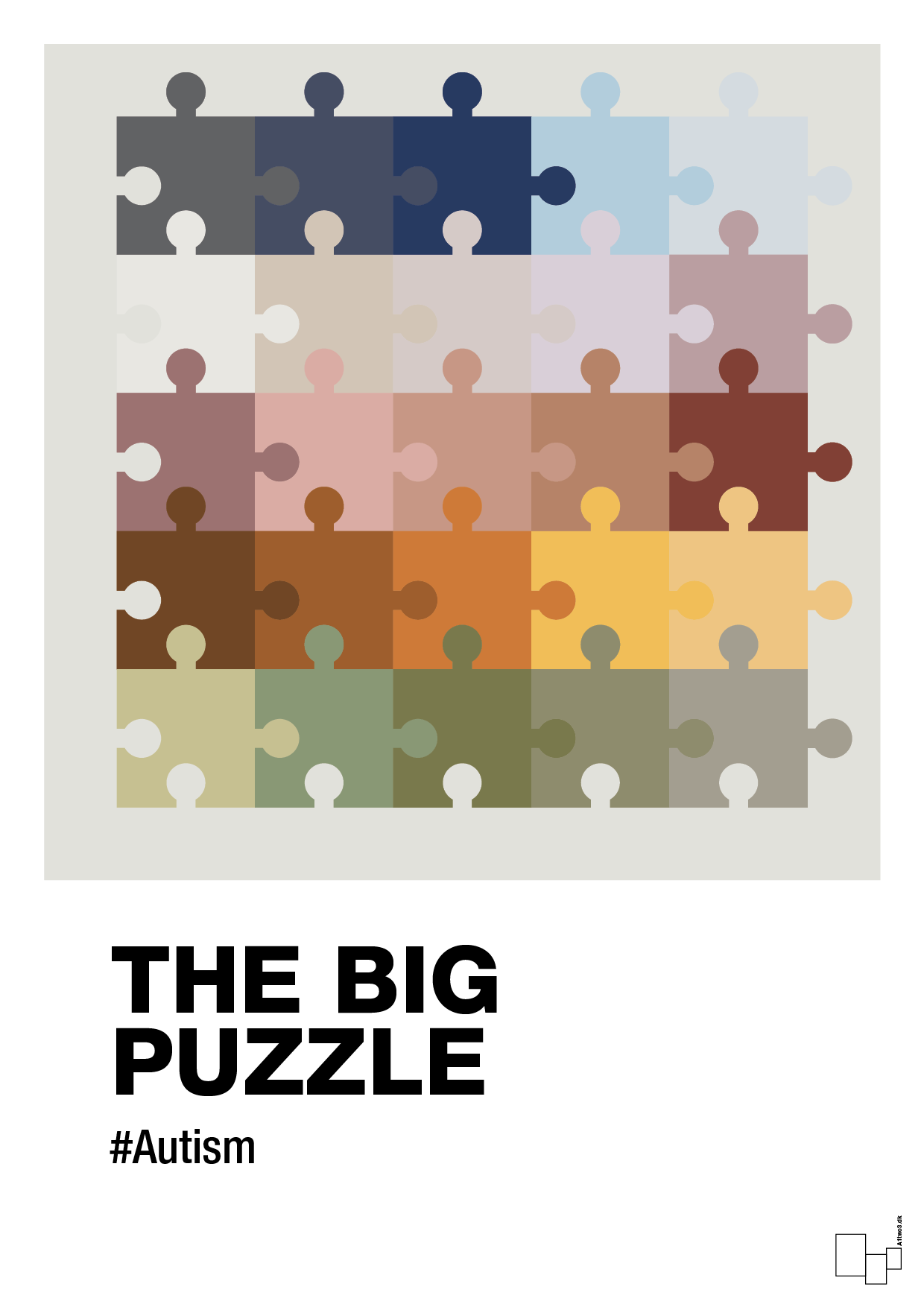 plakat: the big puzzle - painters white-Autisme-A1two3