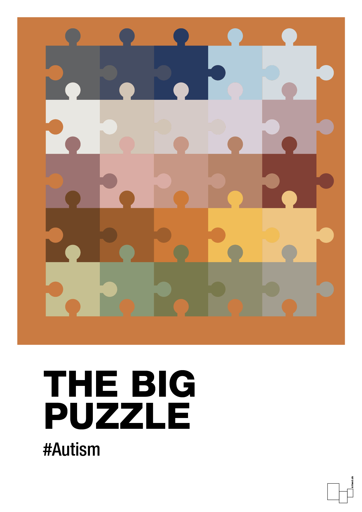 plakat: the big puzzle - rumba orange-Autisme-A1two3