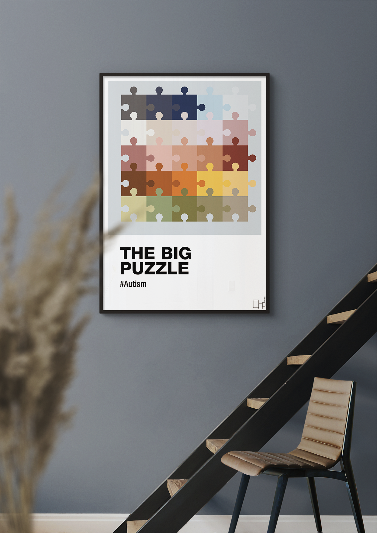 plakat: the big puzzle - graphic charcoal-Autisme-A1two3