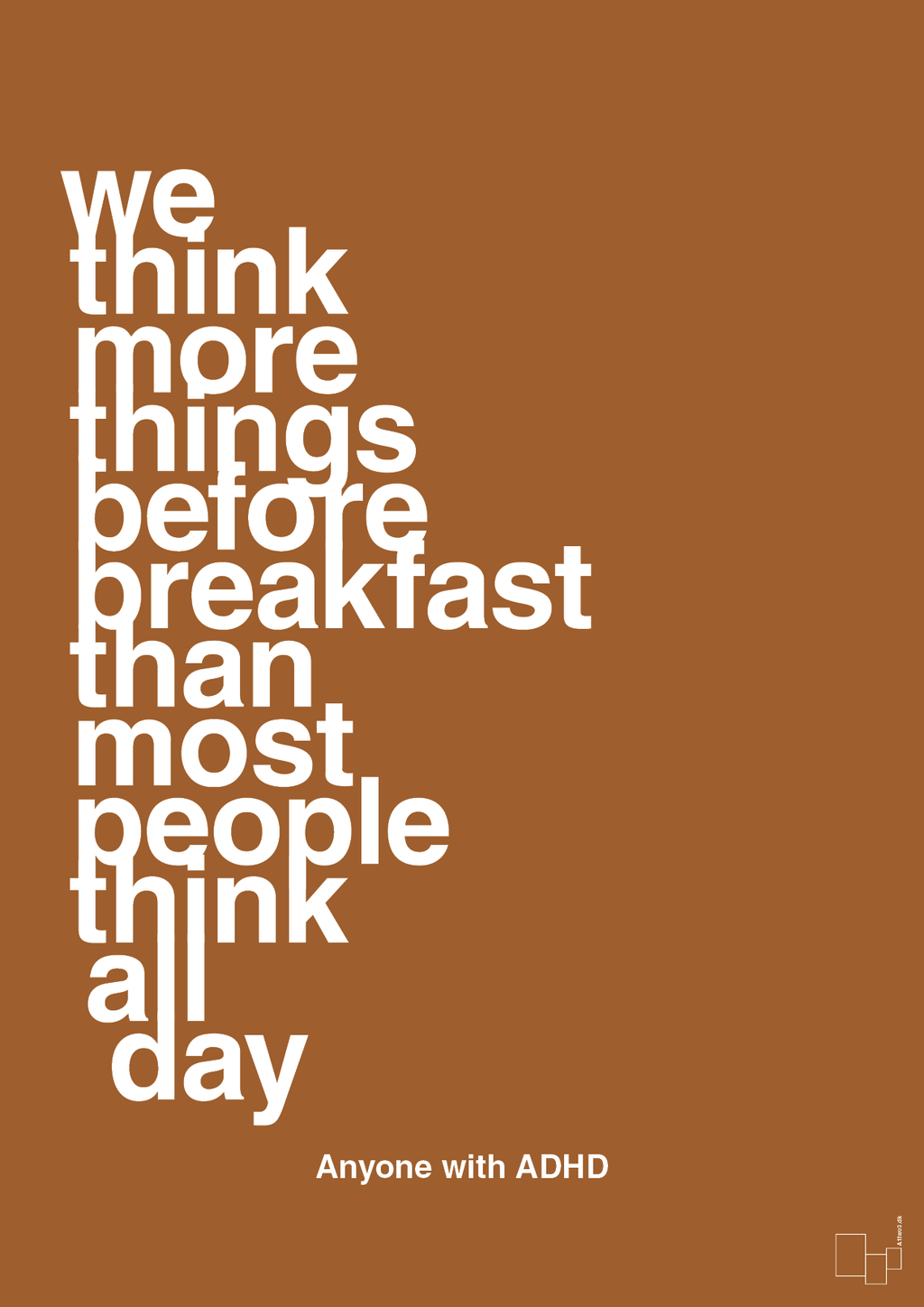 plakat: we think more things before breakfast than most people think all day - cognac-ADHD-A1two3