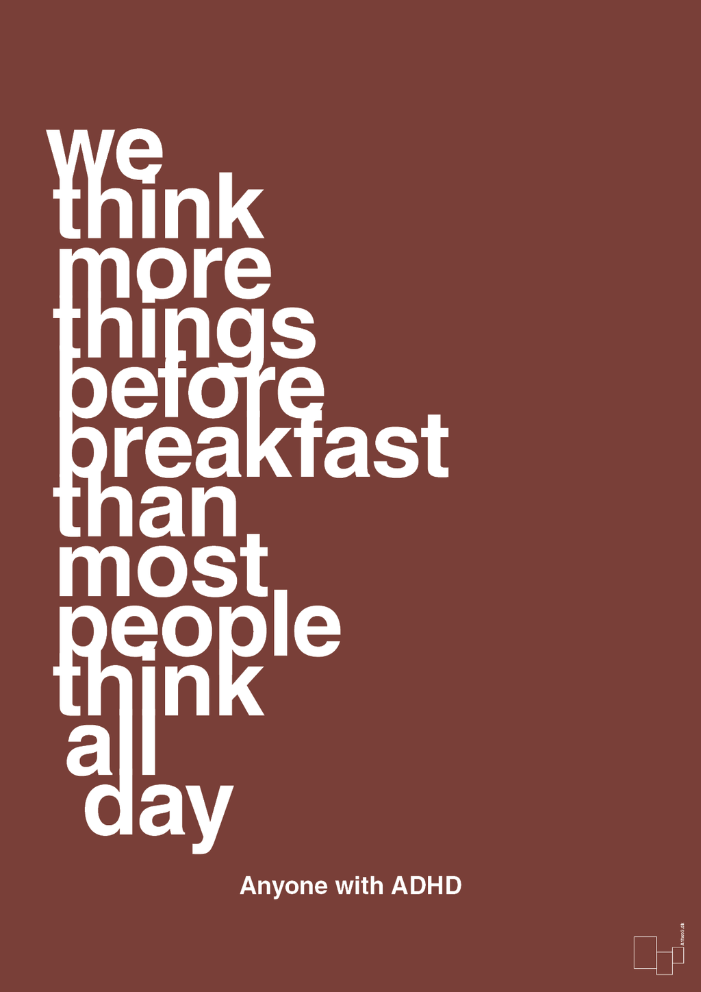 plakat: we think more things before breakfast than most people think all day - red pepper-ADHD-A1two3
