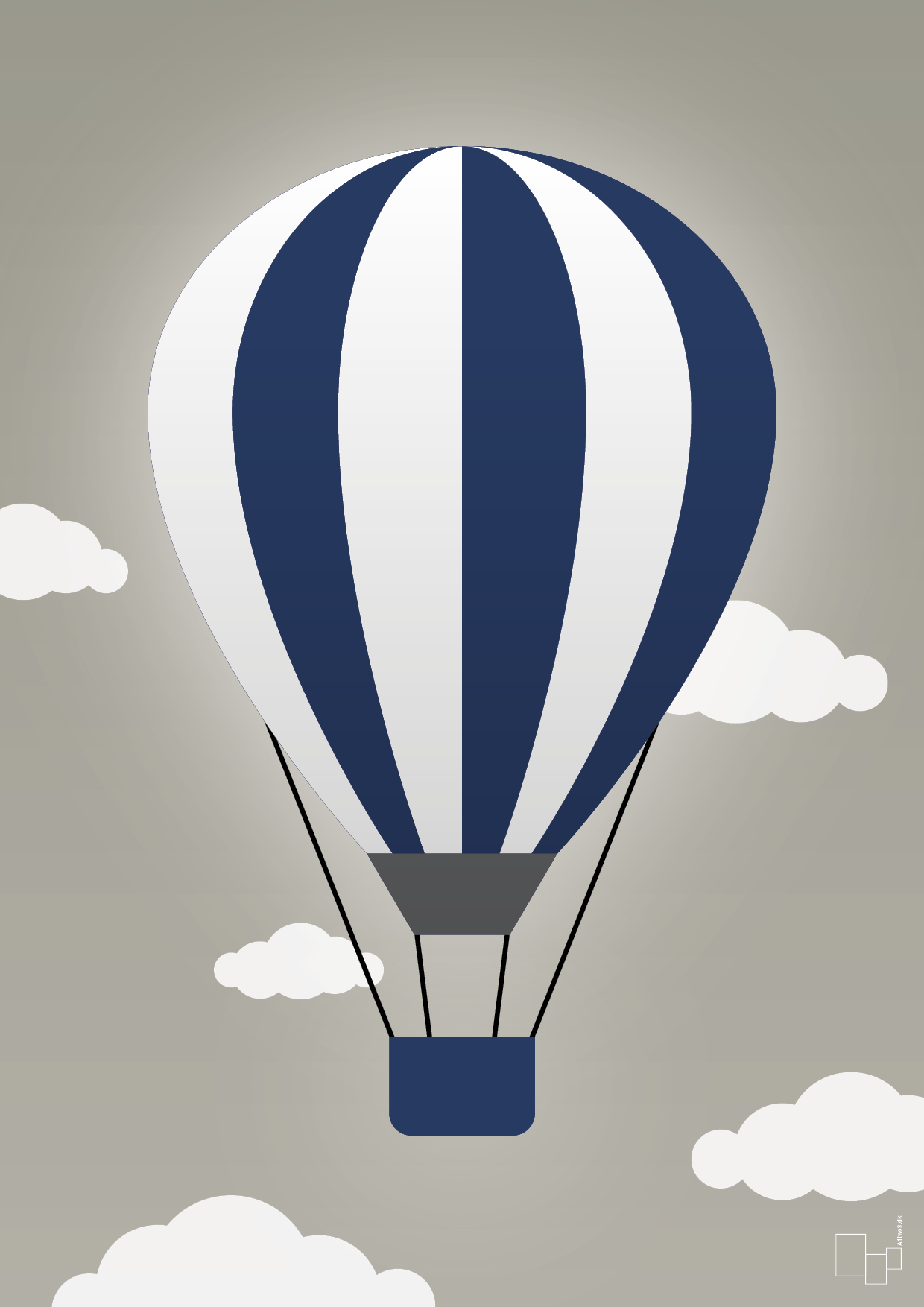 plakat: luftballon i blå - battleship gray-Illustrationer-A1two3