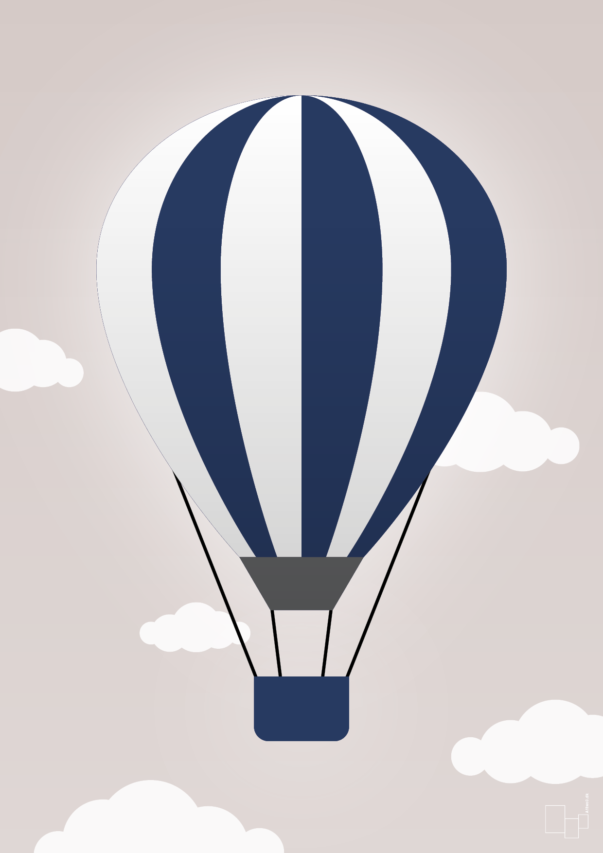 plakat: luftballon i blå - broken beige-Illustrationer-A1two3