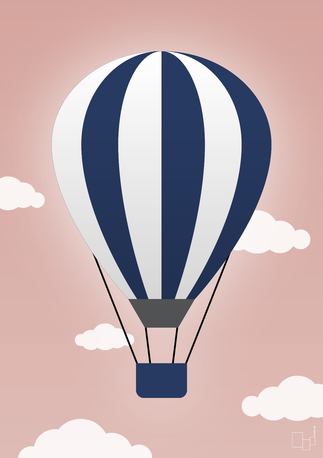 plakat: luftballon i blå - bubble shell-Illustrationer-A1two3