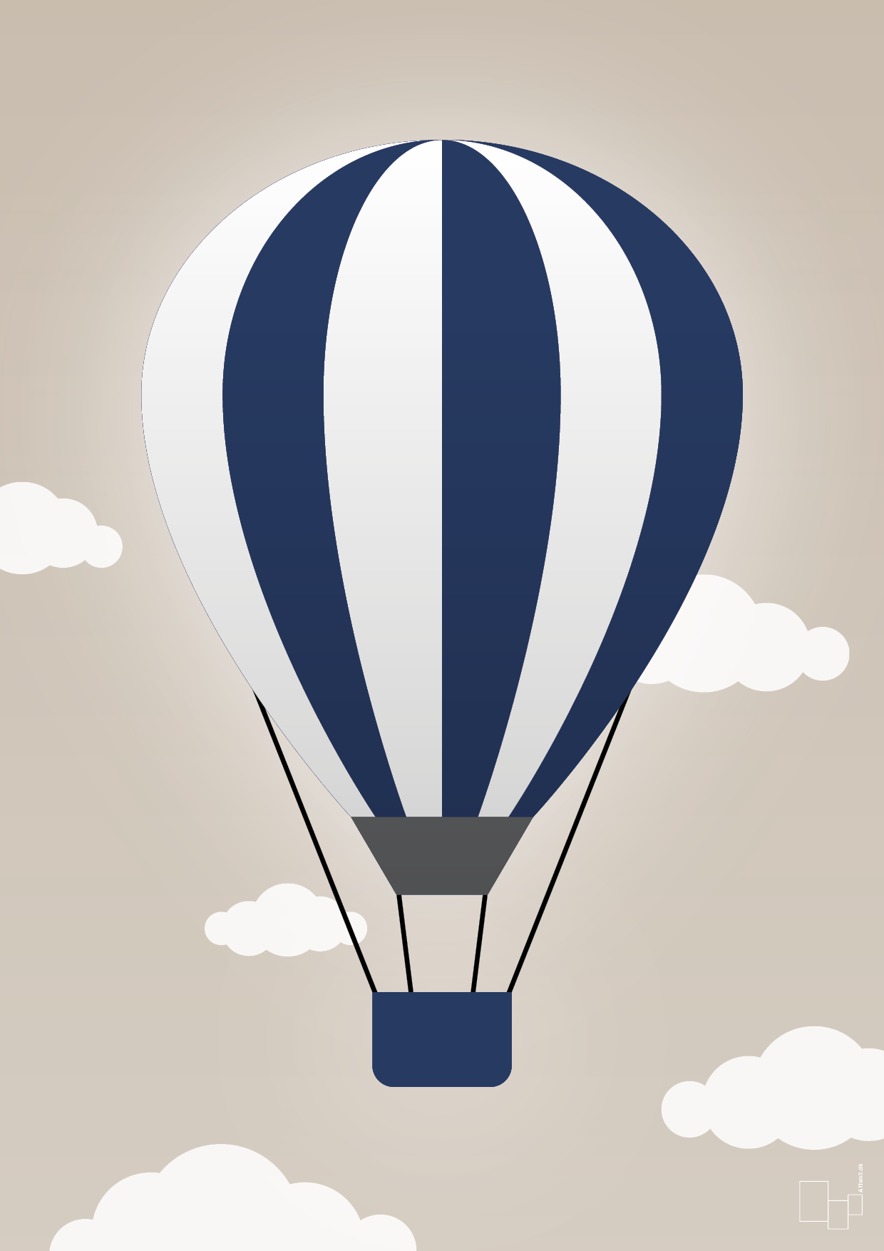 plakat: luftballon i blå - creamy mushroom-Illustrationer-A1two3