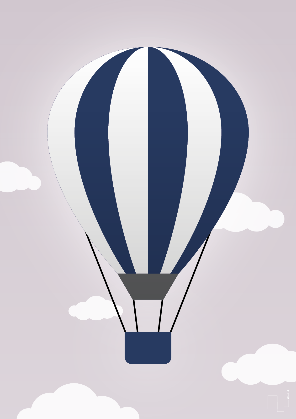 plakat: luftballon i blå - dusty lilac-Illustrationer-A1two3