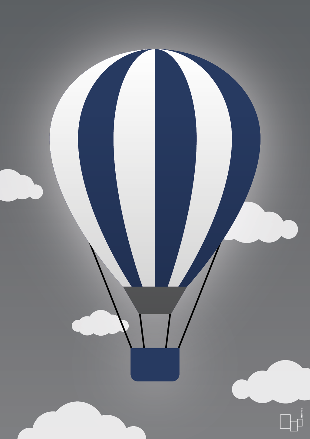 plakat: luftballon i blå - graphic charcoal-Illustrationer-A1two3