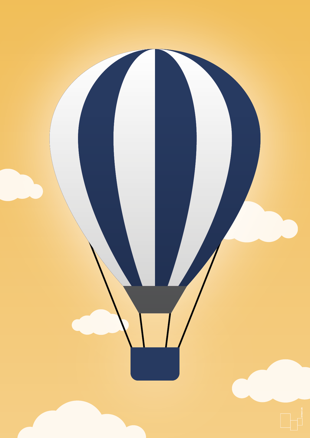 plakat: luftballon i blå - honeycomb-Illustrationer-A1two3