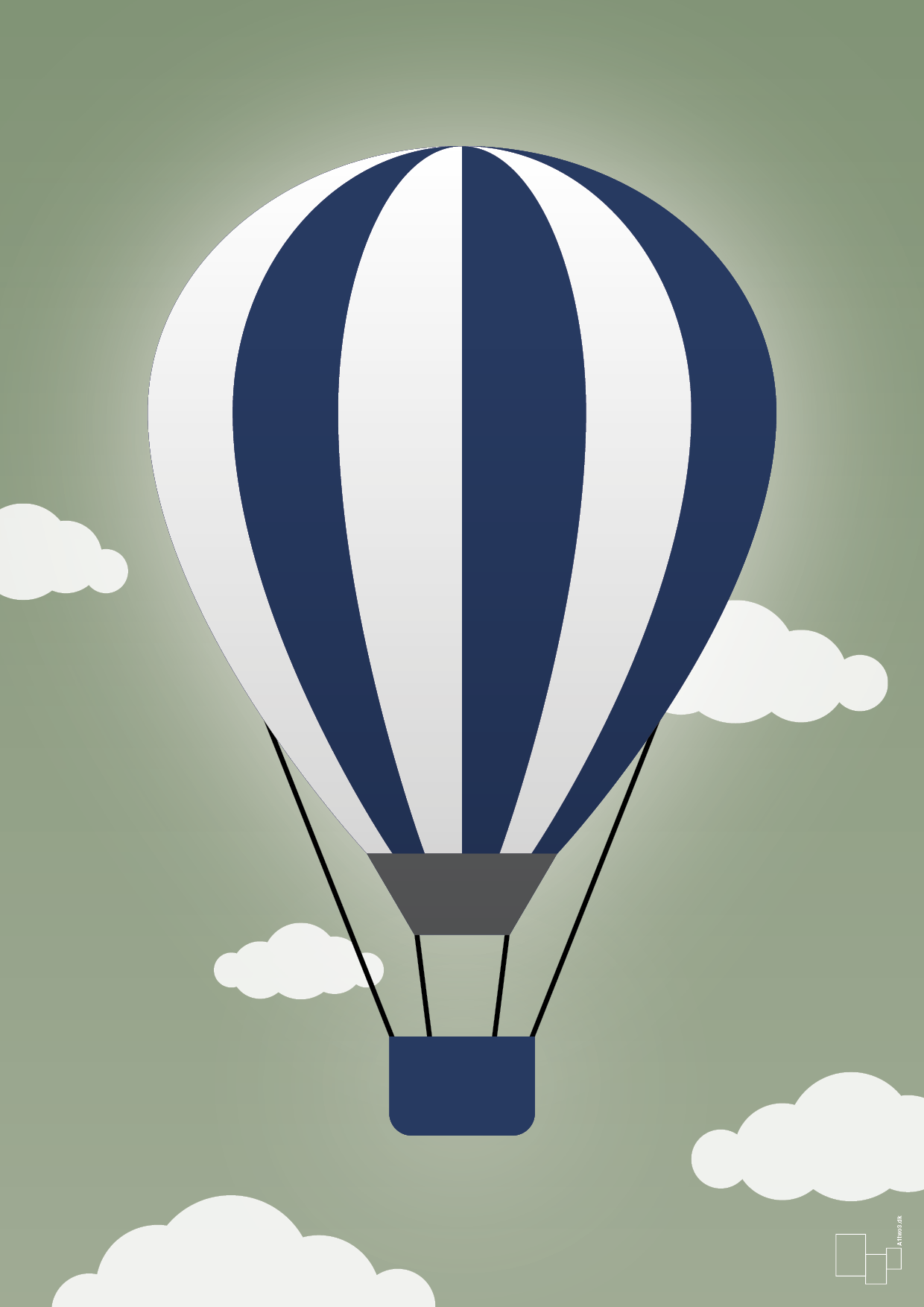 plakat: luftballon i blå - jade-Illustrationer-A1two3