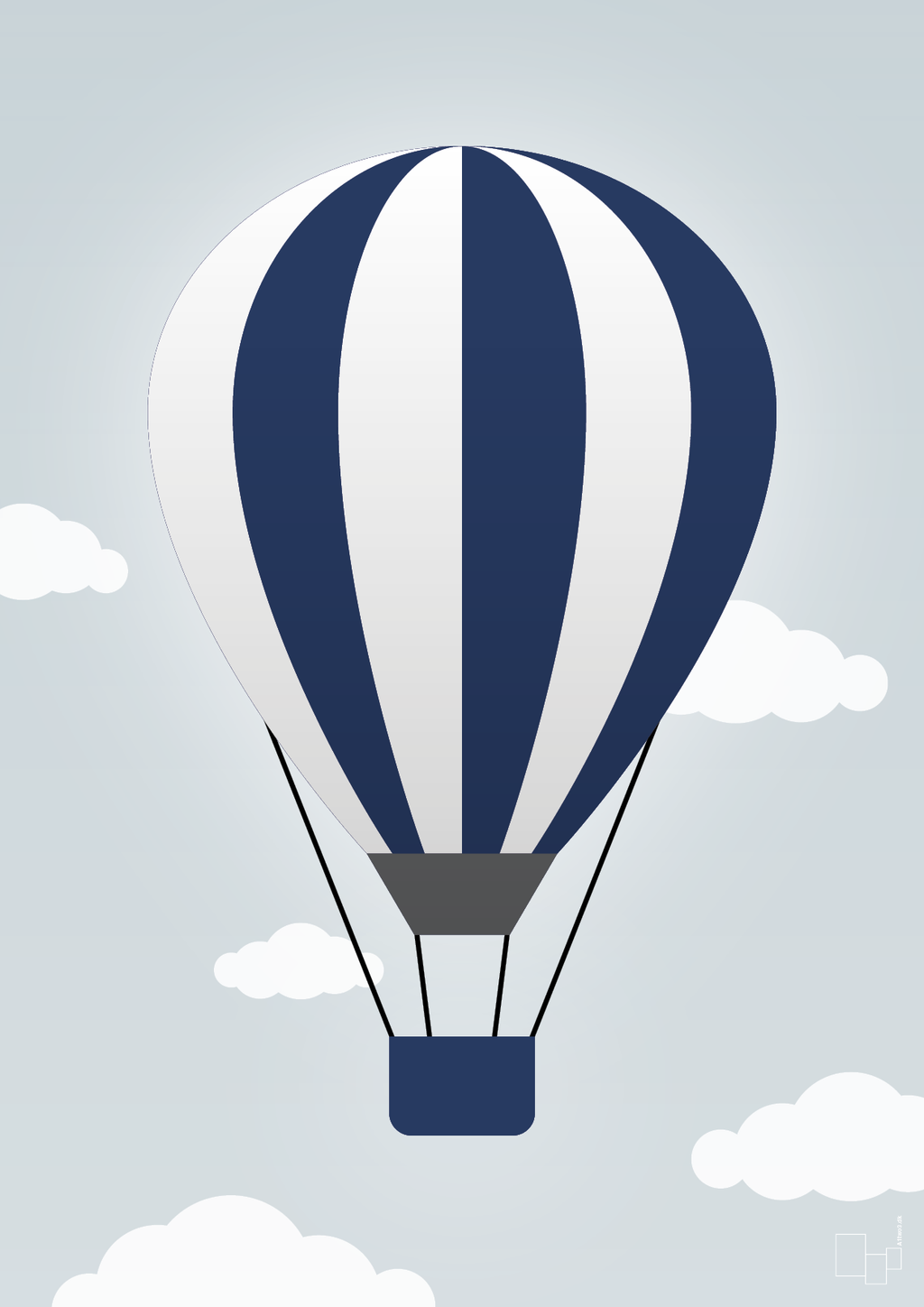 plakat: luftballon i blå - light drizzle-Illustrationer-A1two3