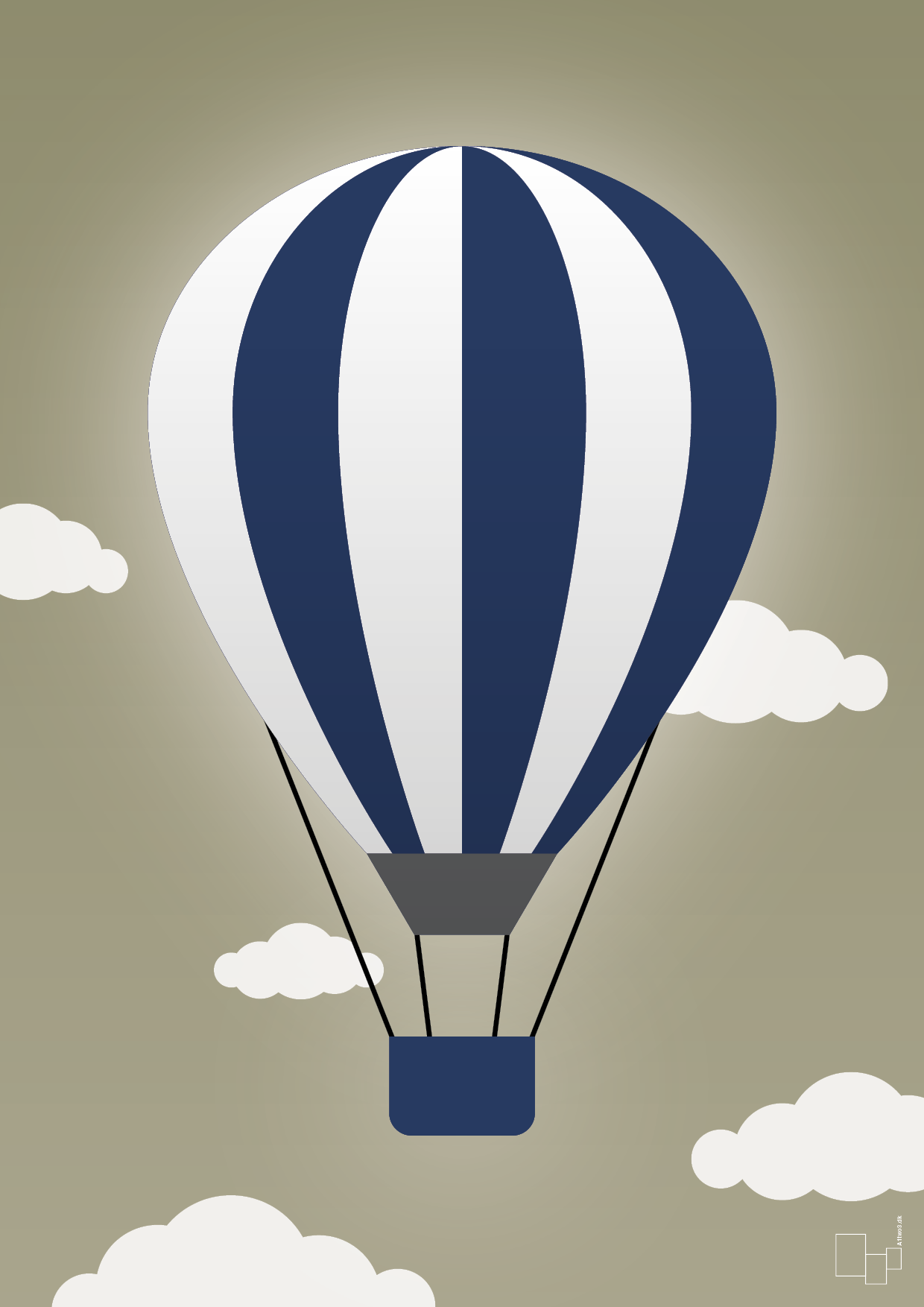 plakat: luftballon i blå - misty forrest-Illustrationer-A1two3