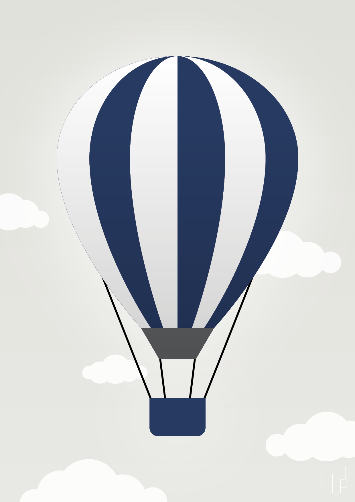 plakat: luftballon i blå - painters white-Illustrationer-A1two3