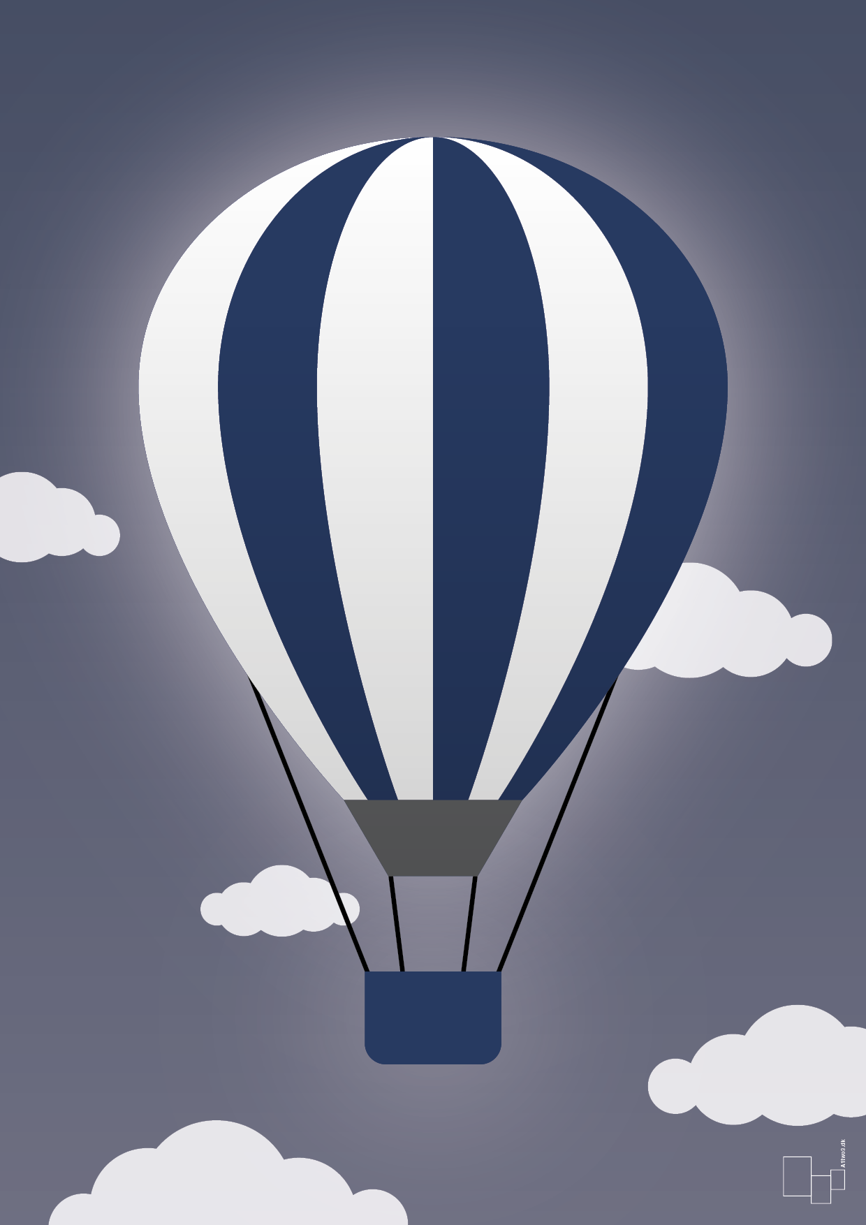 Luftballon i blå - petrol-Illustrationer-A1two3