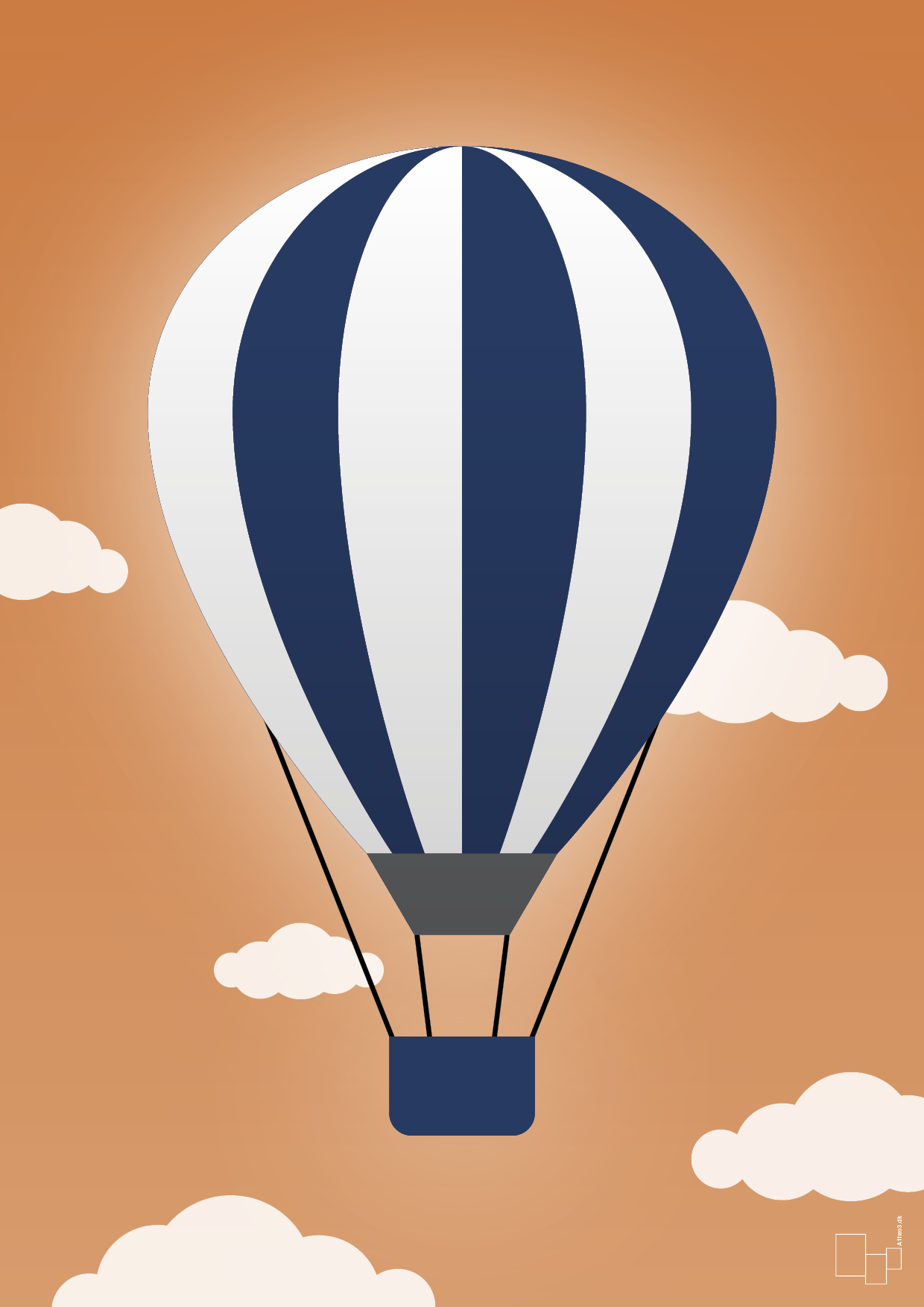 plakat: luftballon i blå - rumba orange-Illustrationer-A1two3
