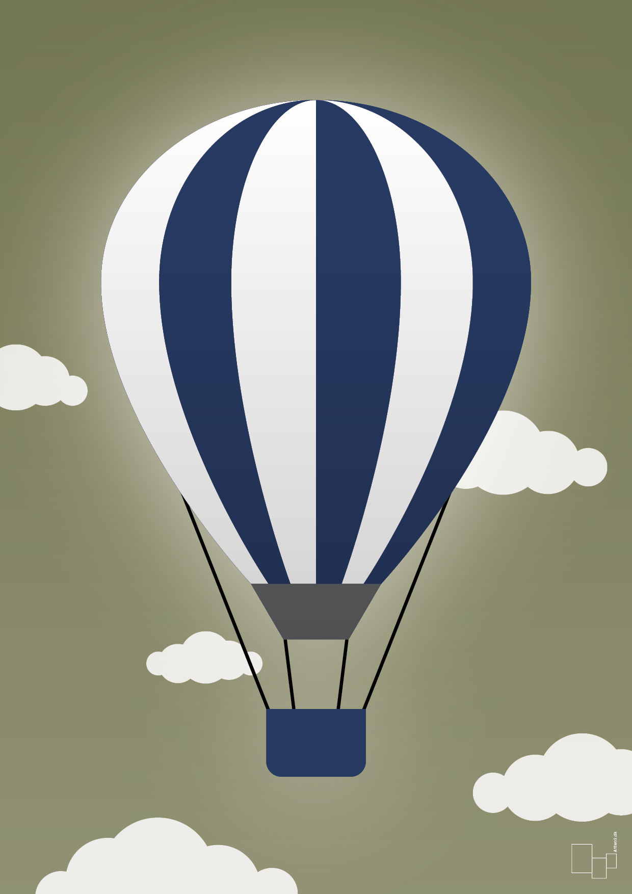 plakat: luftballon i blå - secret meadow-Illustrationer-A1two3