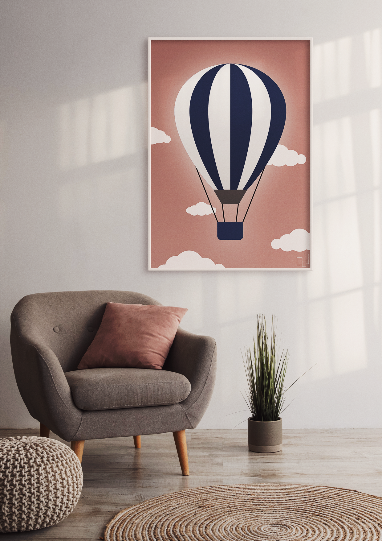plakat: luftballon i blå - back to nature-Illustrationer-A1two3