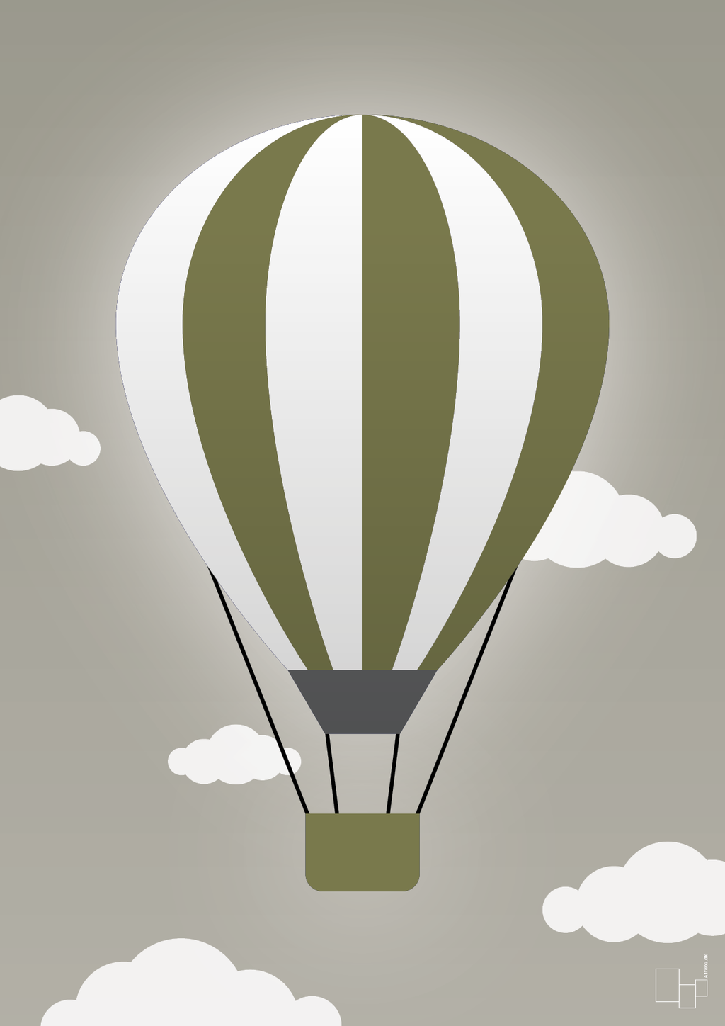 plakat: luftballon i grøn - battleship gray-Illustrationer-A1two3