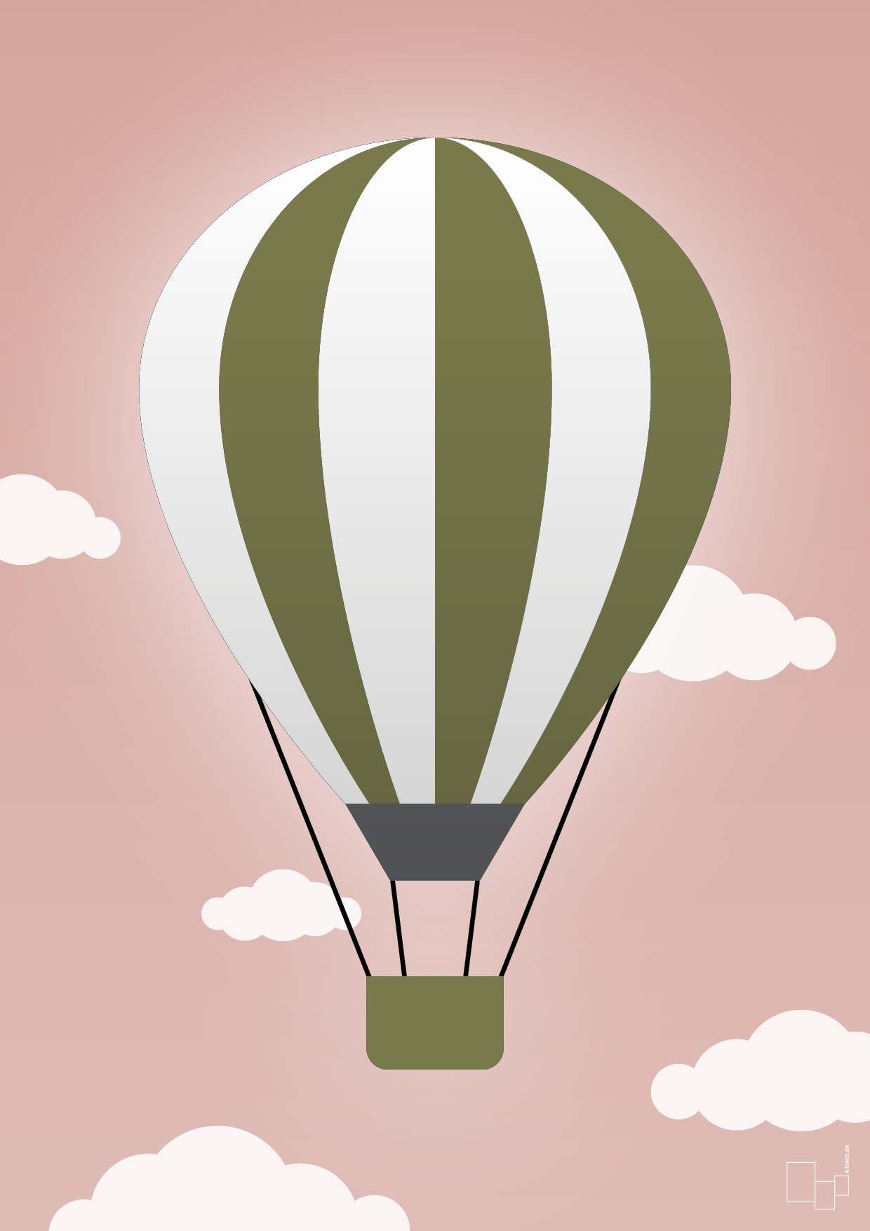 plakat: luftballon i grøn - bubble shell-Illustrationer-A1two3