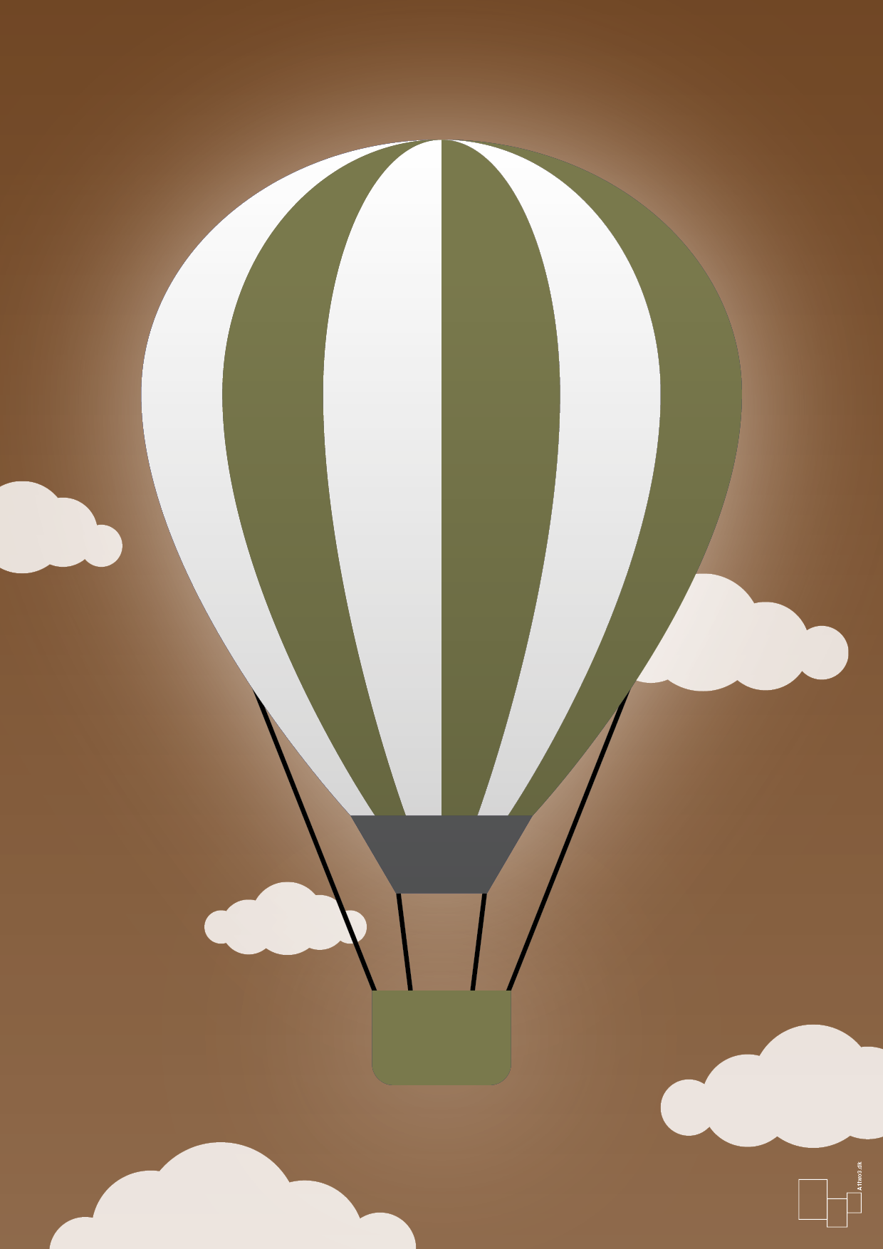 plakat: luftballon i grøn - dark brown-Illustrationer-A1two3