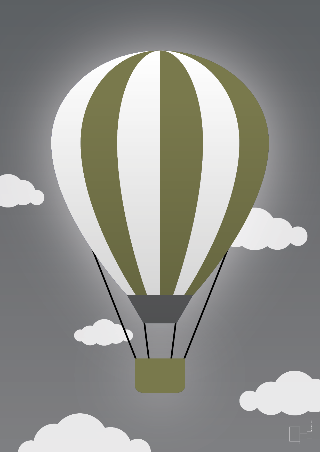 plakat: luftballon i grøn - graphic charcoal-Illustrationer-A1two3