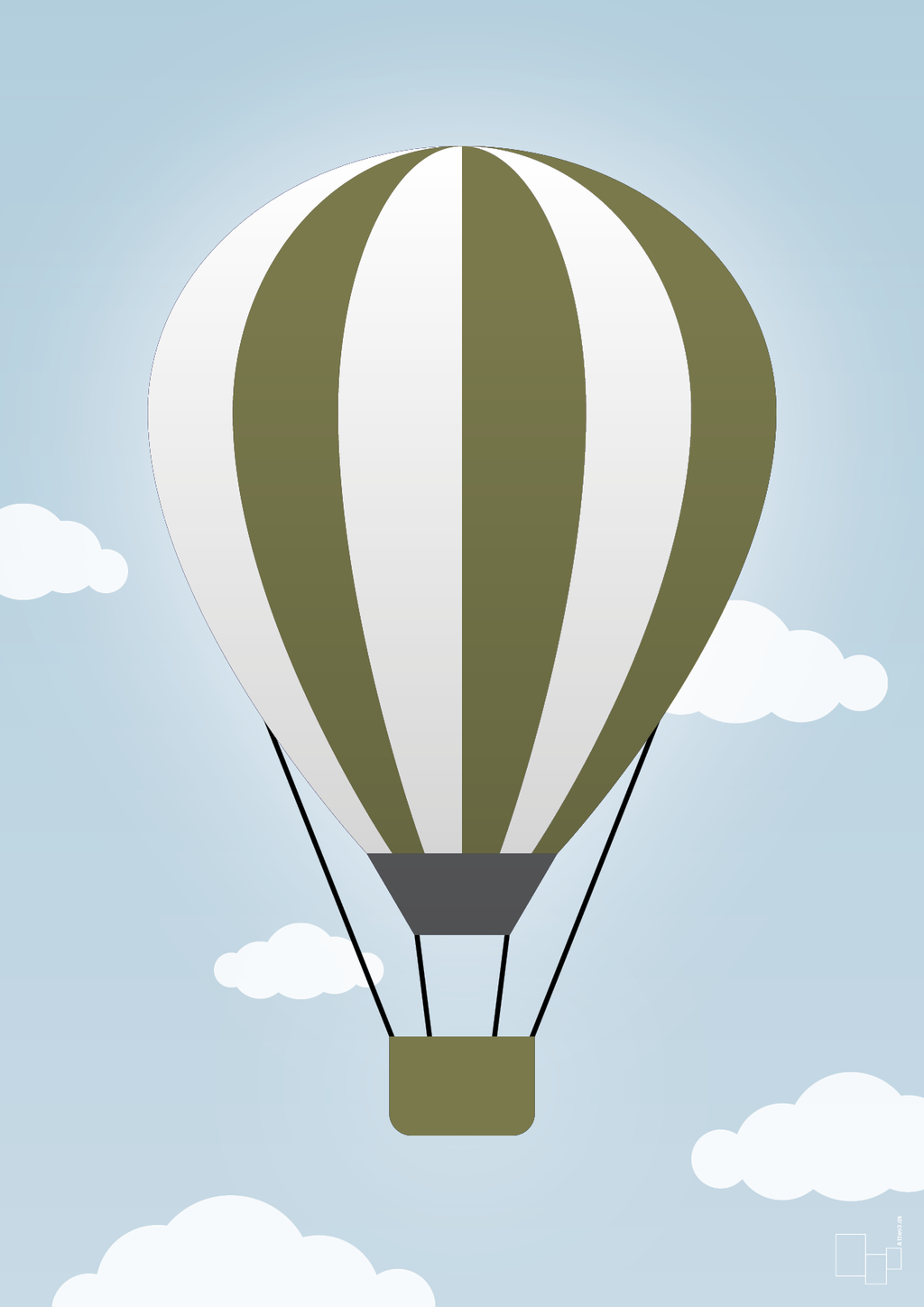 plakat: luftballon i grøn - heavenly blue-Illustrationer-A1two3
