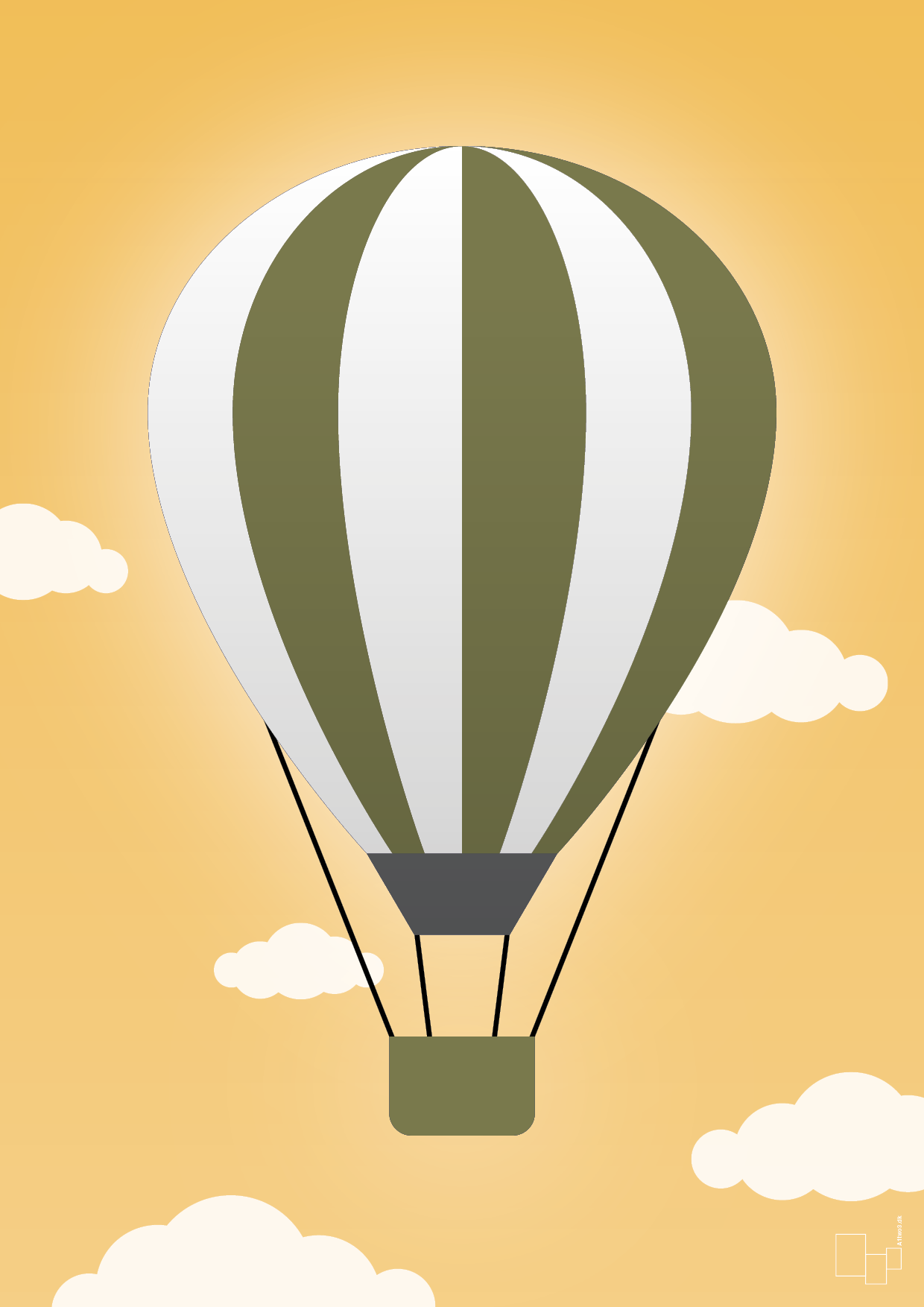 plakat: luftballon i grøn - honeycomb-Illustrationer-A1two3