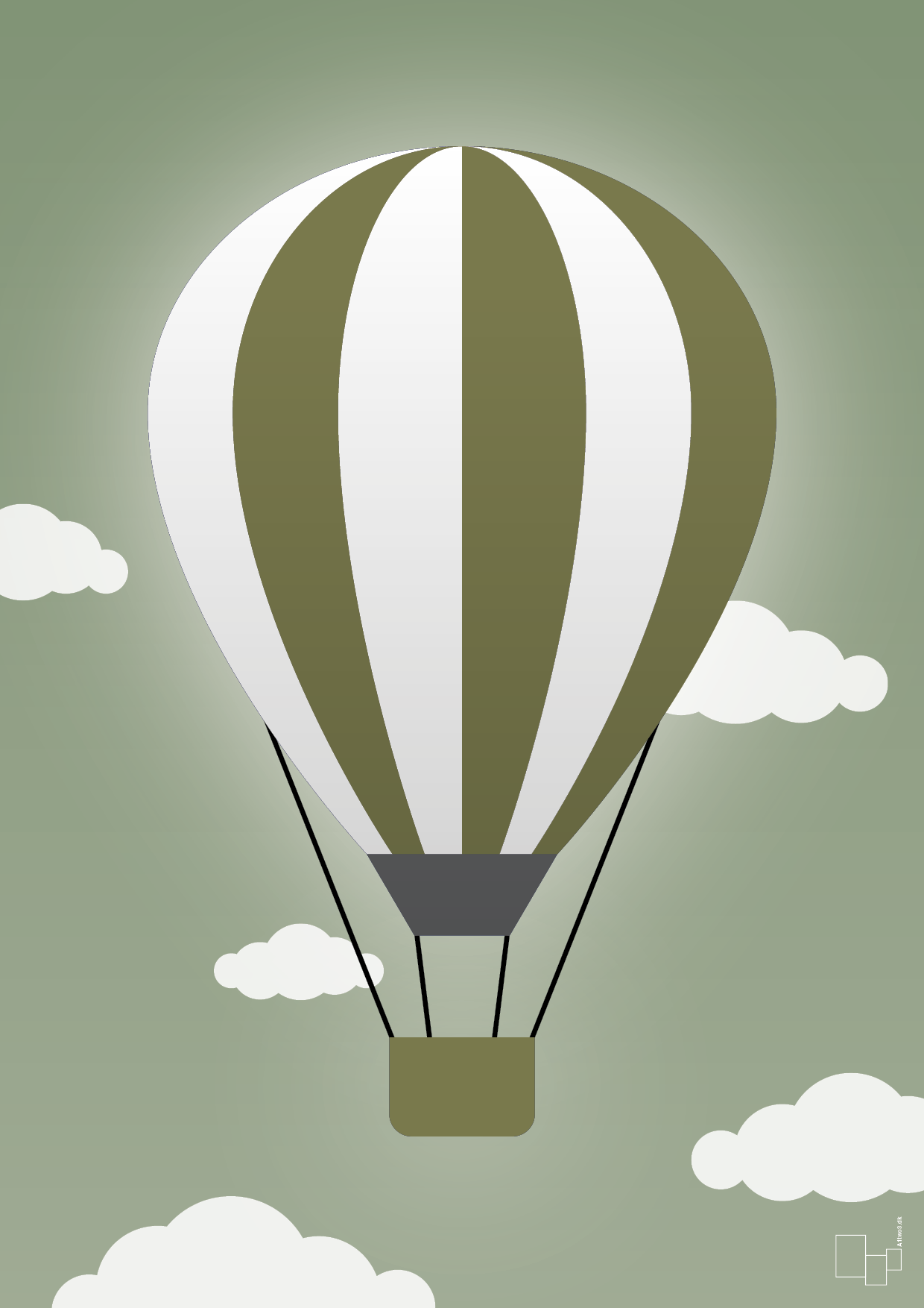 plakat: luftballon i grøn - jade-Illustrationer-A1two3