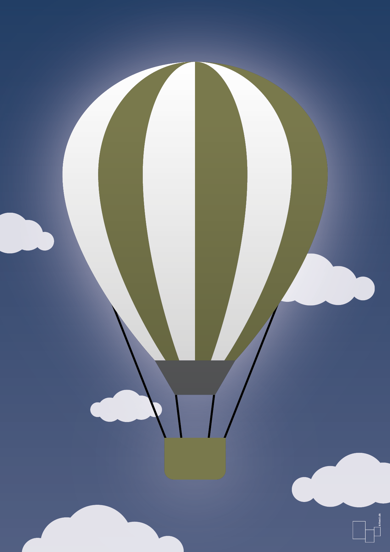 plakat: luftballon i grøn - lapis blue-Illustrationer-A1two3