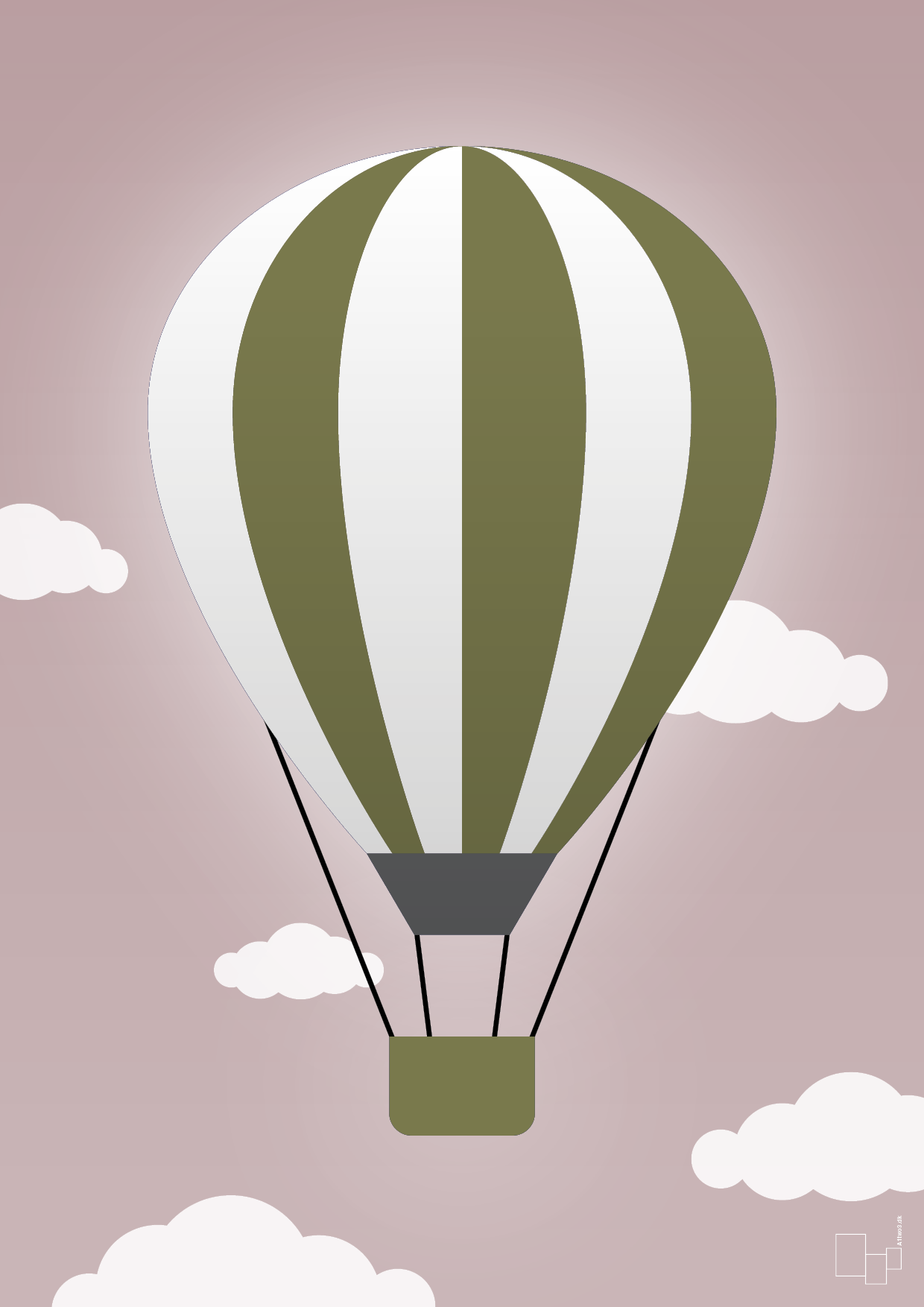 plakat: luftballon i grøn - light rose-Illustrationer-A1two3