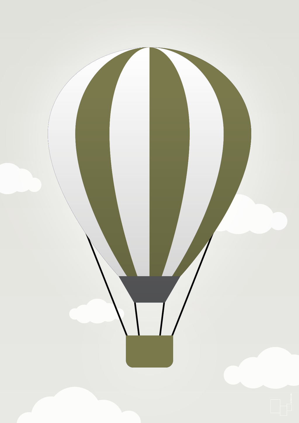 plakat: luftballon i grøn - painters white-Illustrationer-A1two3