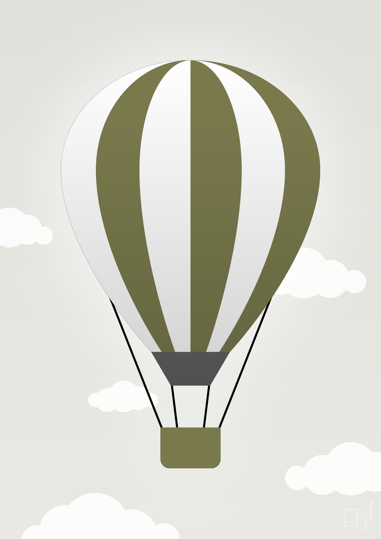plakat: luftballon i grøn - painters white-Illustrationer-A1two3