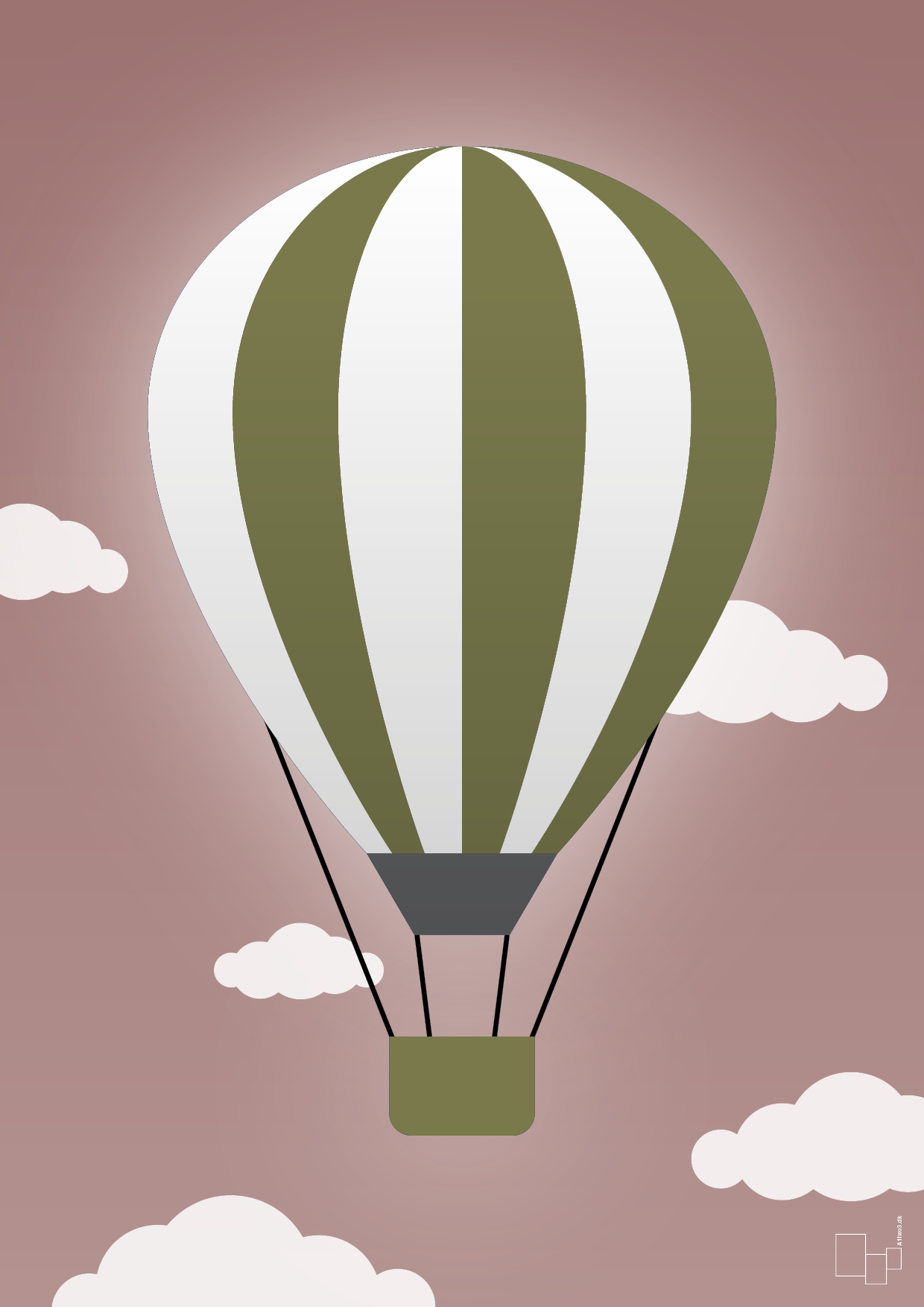 plakat: luftballon i grøn - plum-Illustrationer-A1two3