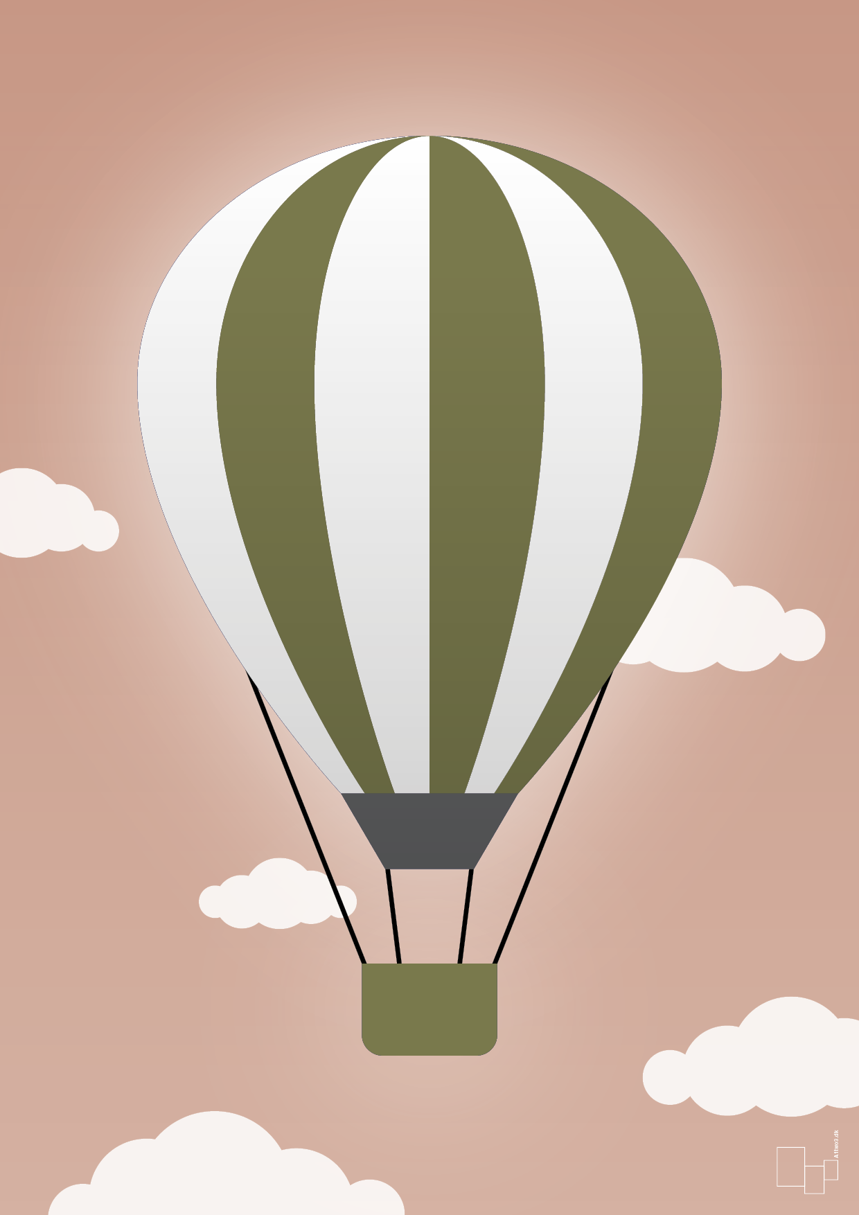 plakat: luftballon i grøn - powder-Illustrationer-A1two3