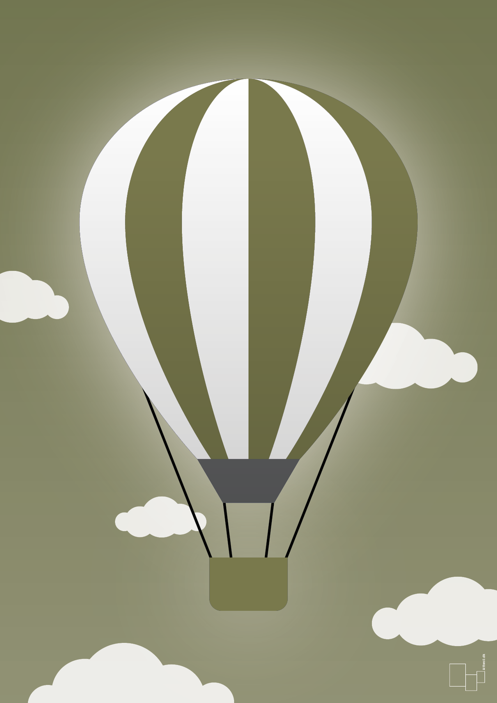plakat: luftballon i grøn - secret meadow-Illustrationer-A1two3