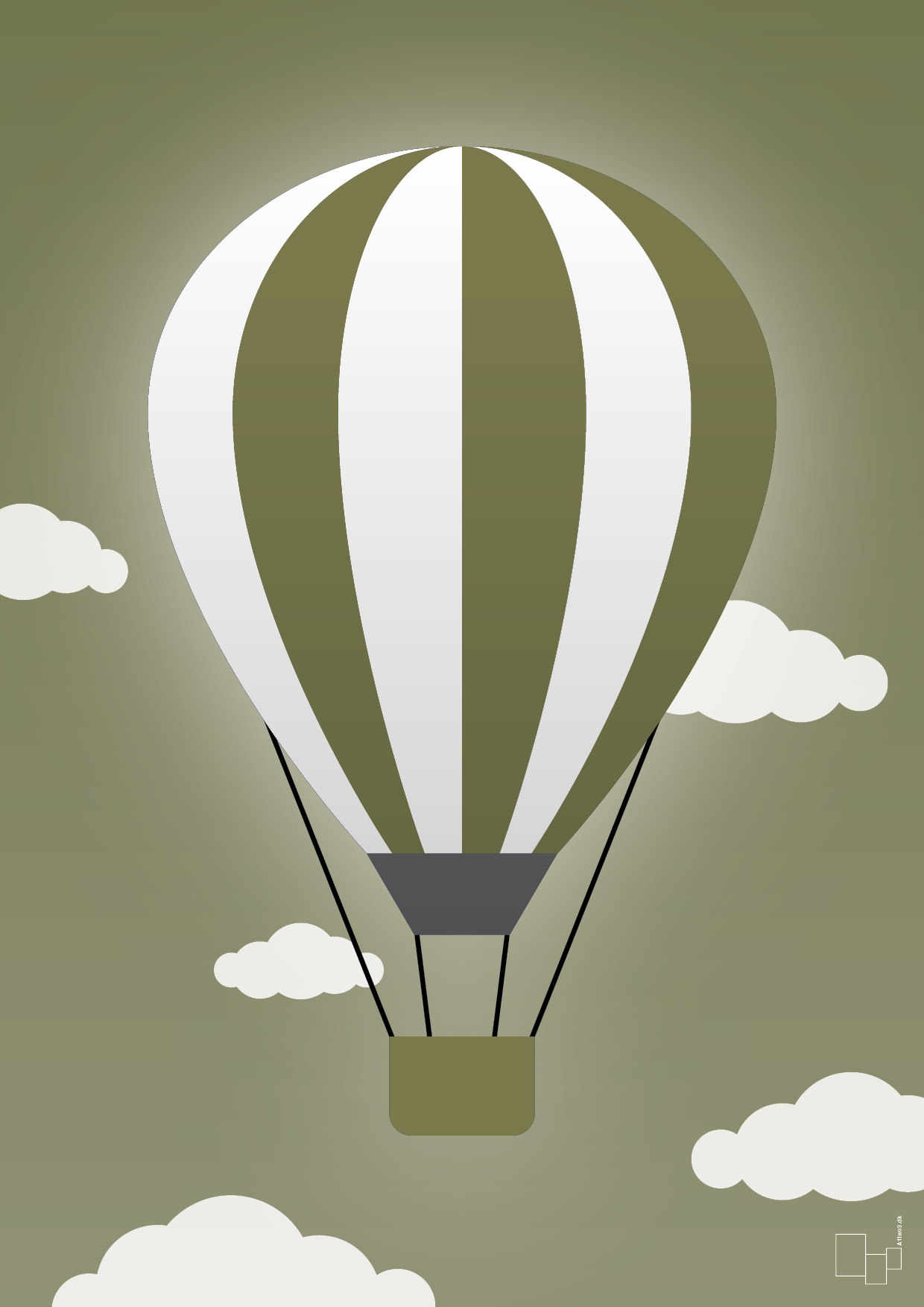 plakat: luftballon i grøn - secret meadow-Illustrationer-A1two3