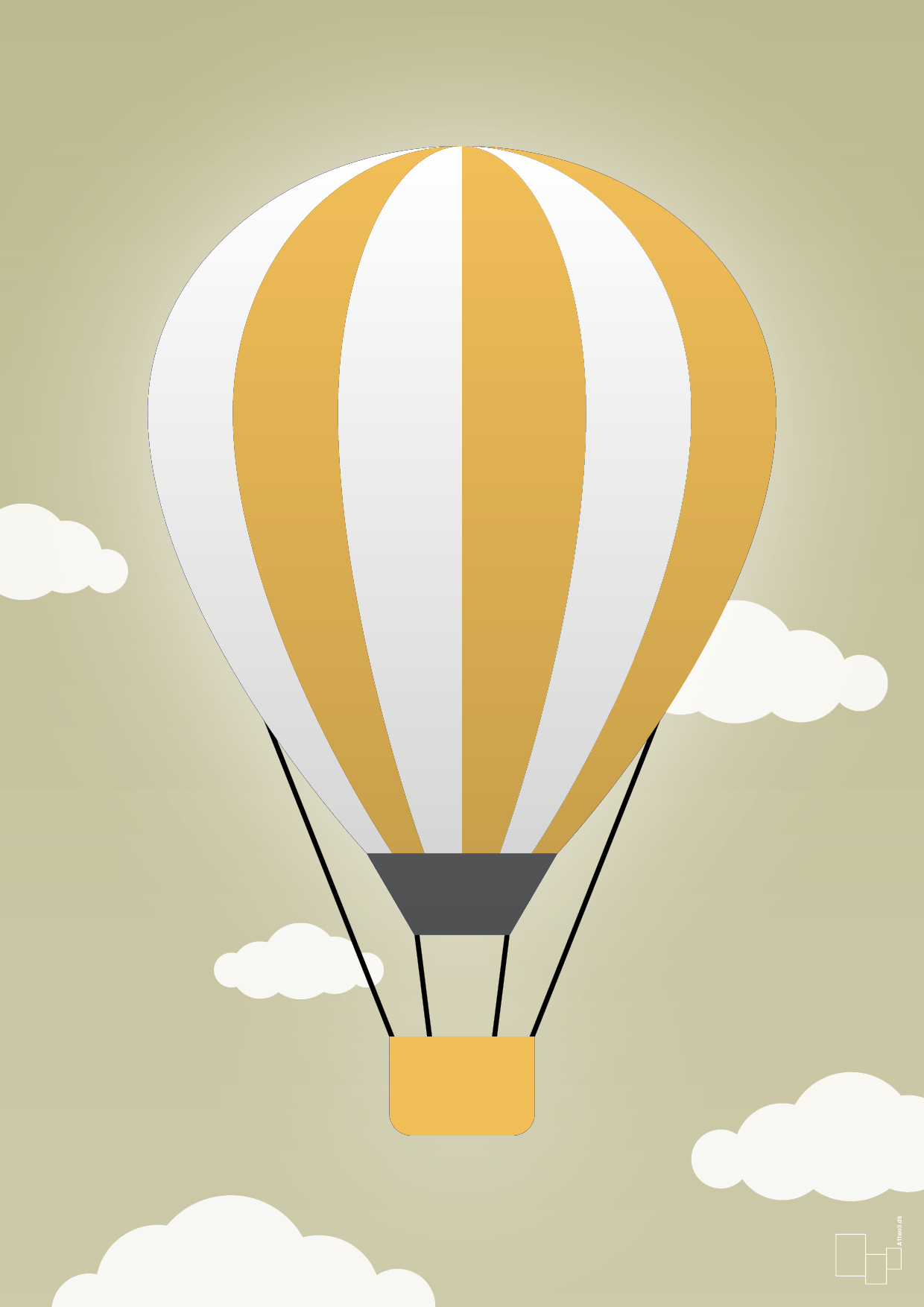 plakat: luftballon i gul - back to nature-Illustrationer-A1two3