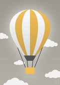 plakat: luftballon i gul - battleship gray-Illustrationer-A1two3