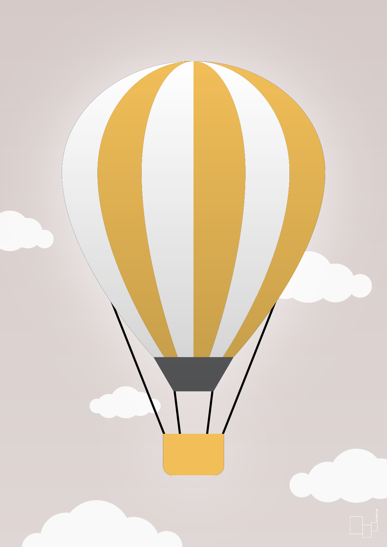 plakat: luftballon i gul - broken beige-Illustrationer-A1two3