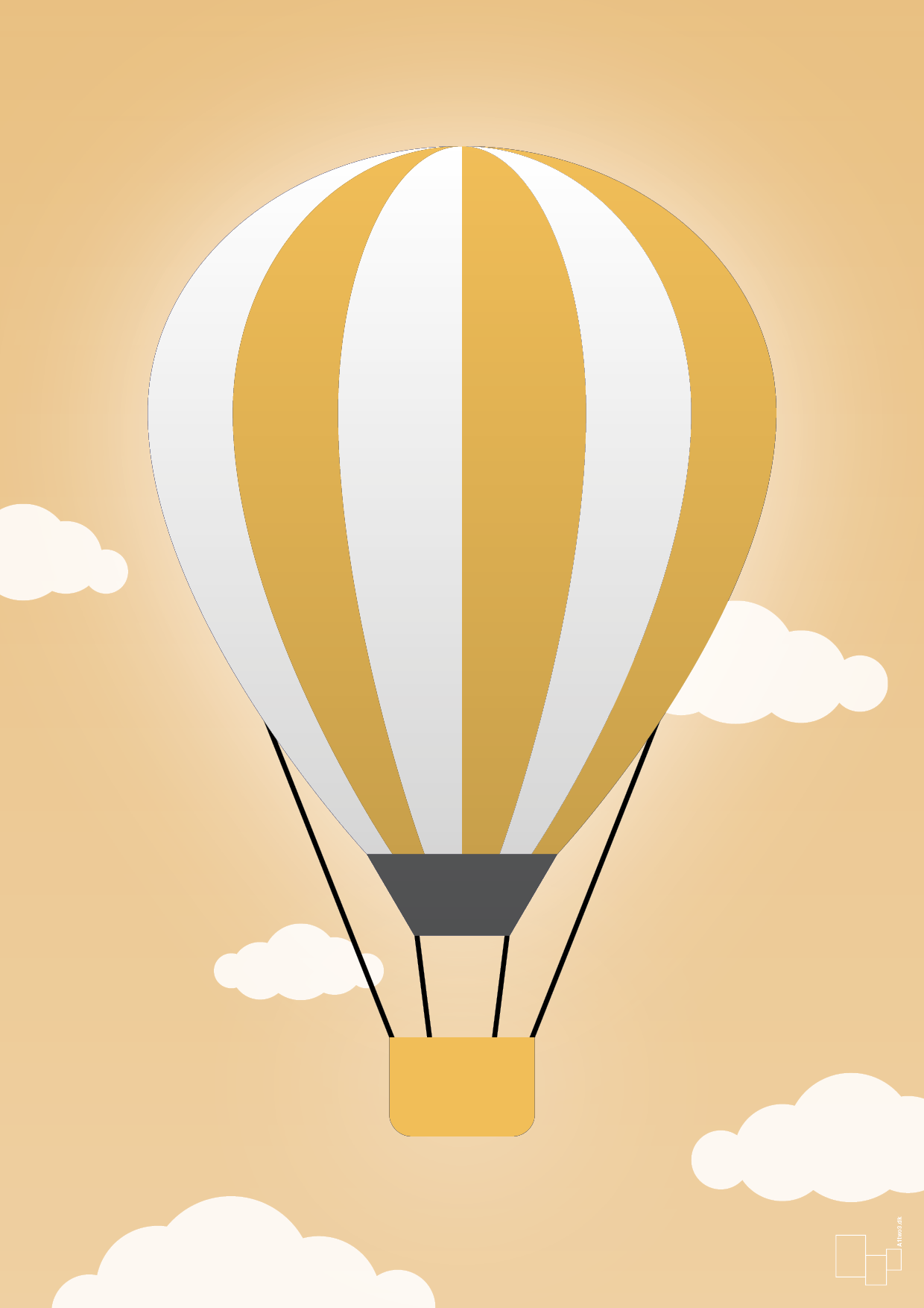 plakat: luftballon i gul - charismatic-Illustrationer-A1two3