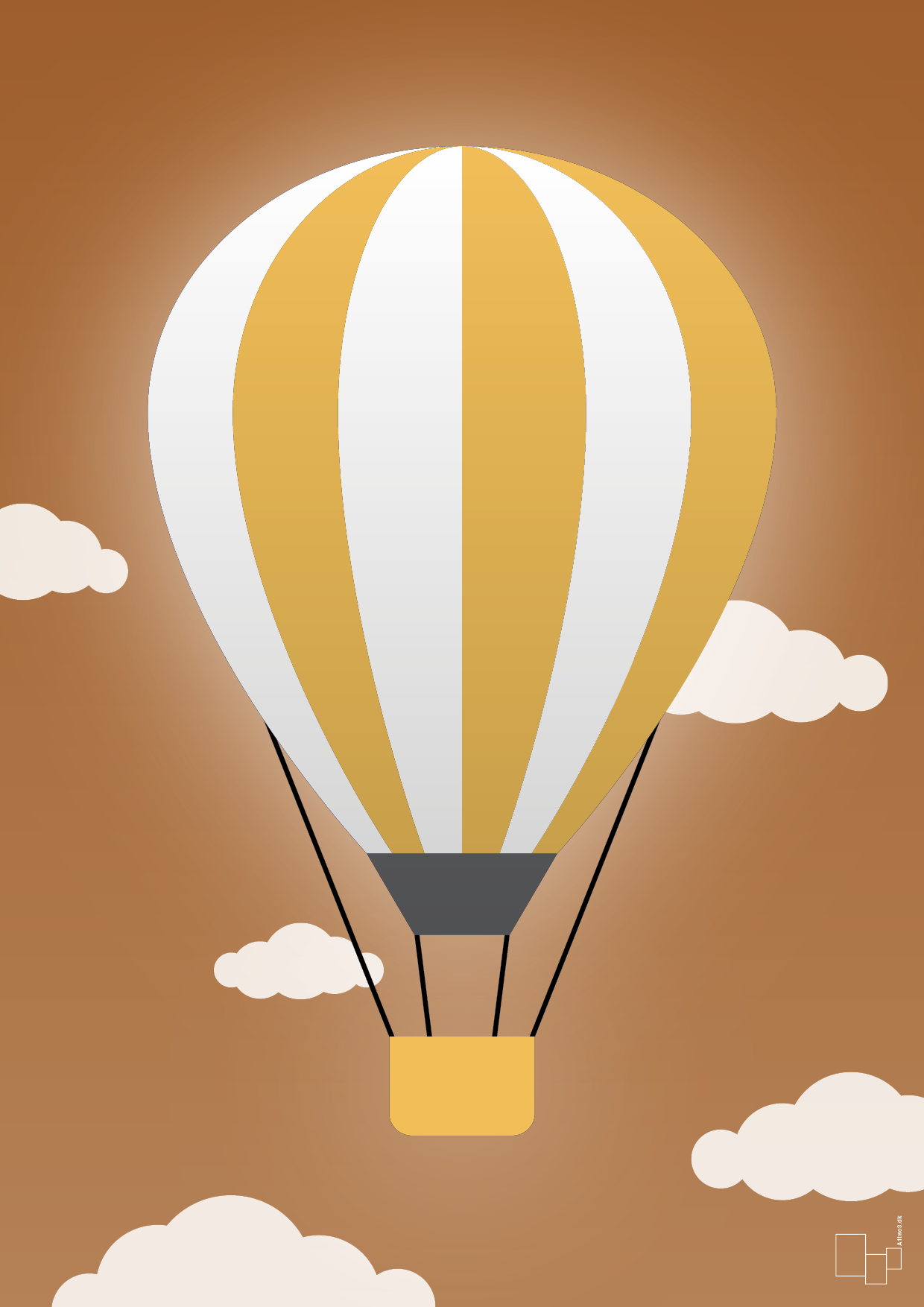 plakat: luftballon i gul - cognac-Illustrationer-A1two3