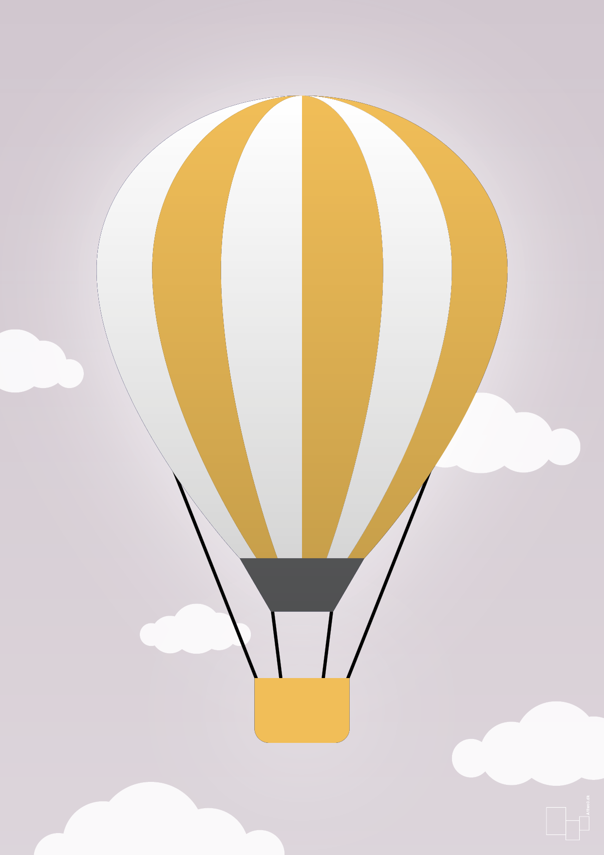 plakat: luftballon i gul - dusty lilac-Illustrationer-A1two3