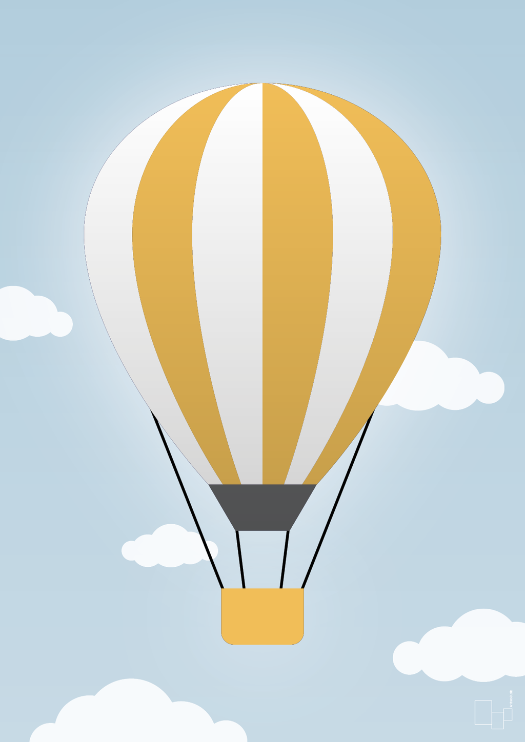plakat: luftballon i gul - heavenly blue-Illustrationer-A1two3