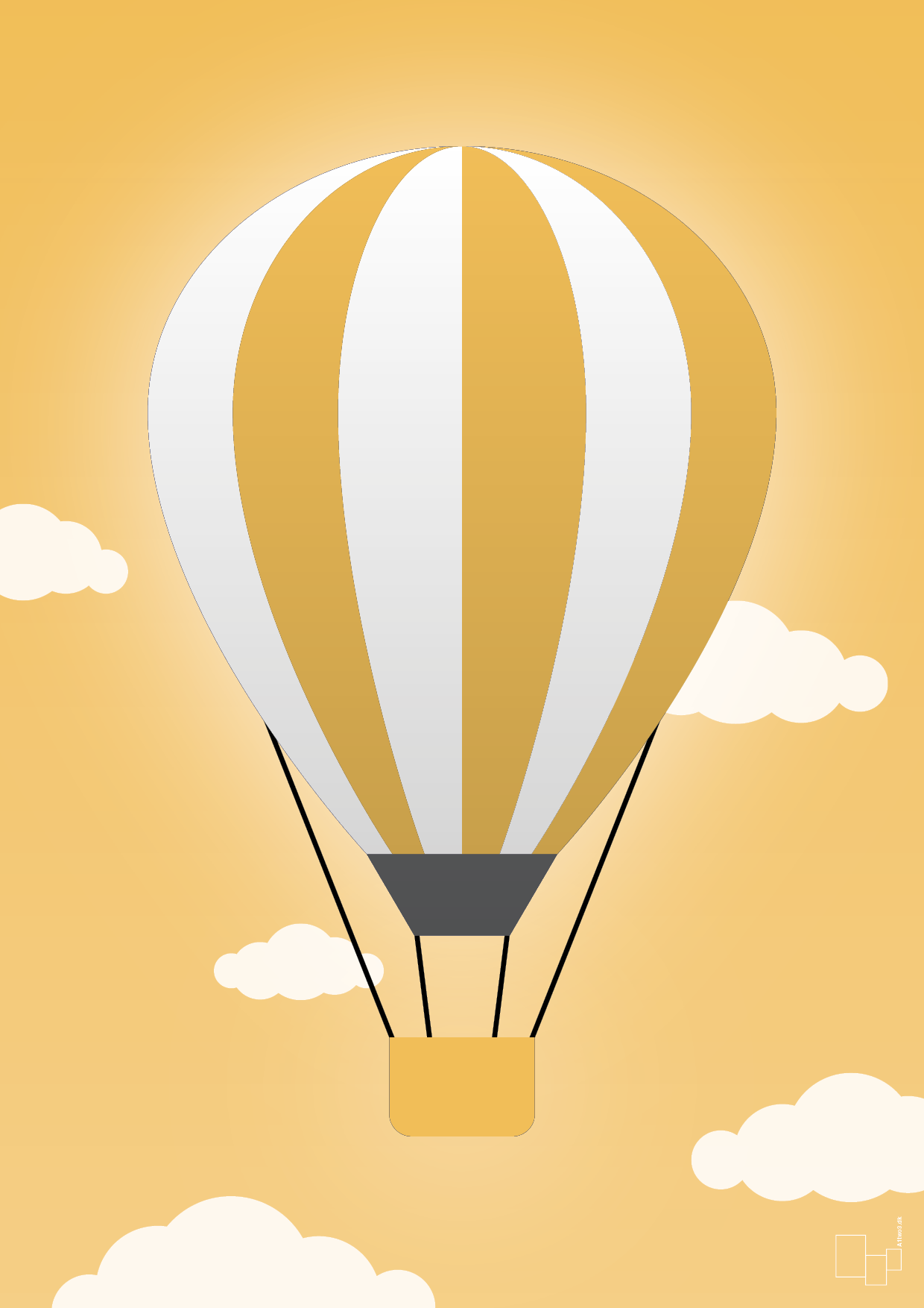 plakat: luftballon i gul - honeycomb-Illustrationer-A1two3