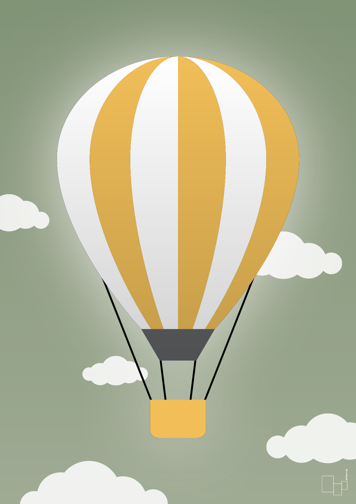 plakat: luftballon i gul - jade-Illustrationer-A1two3