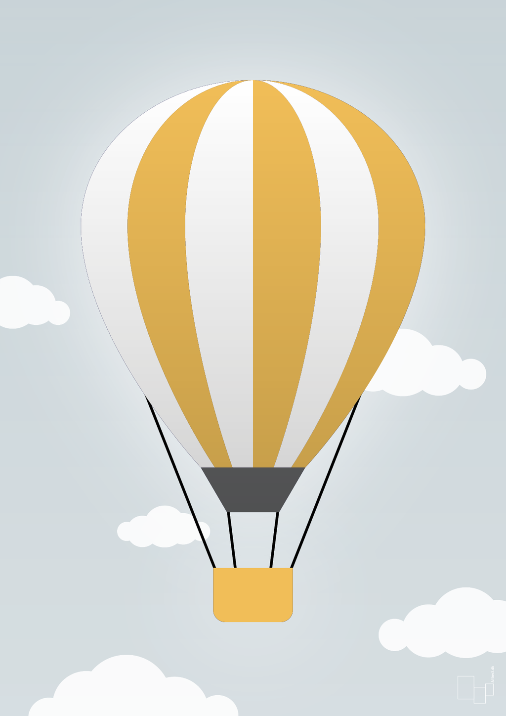 plakat: luftballon i gul - light drizzle-Illustrationer-A1two3