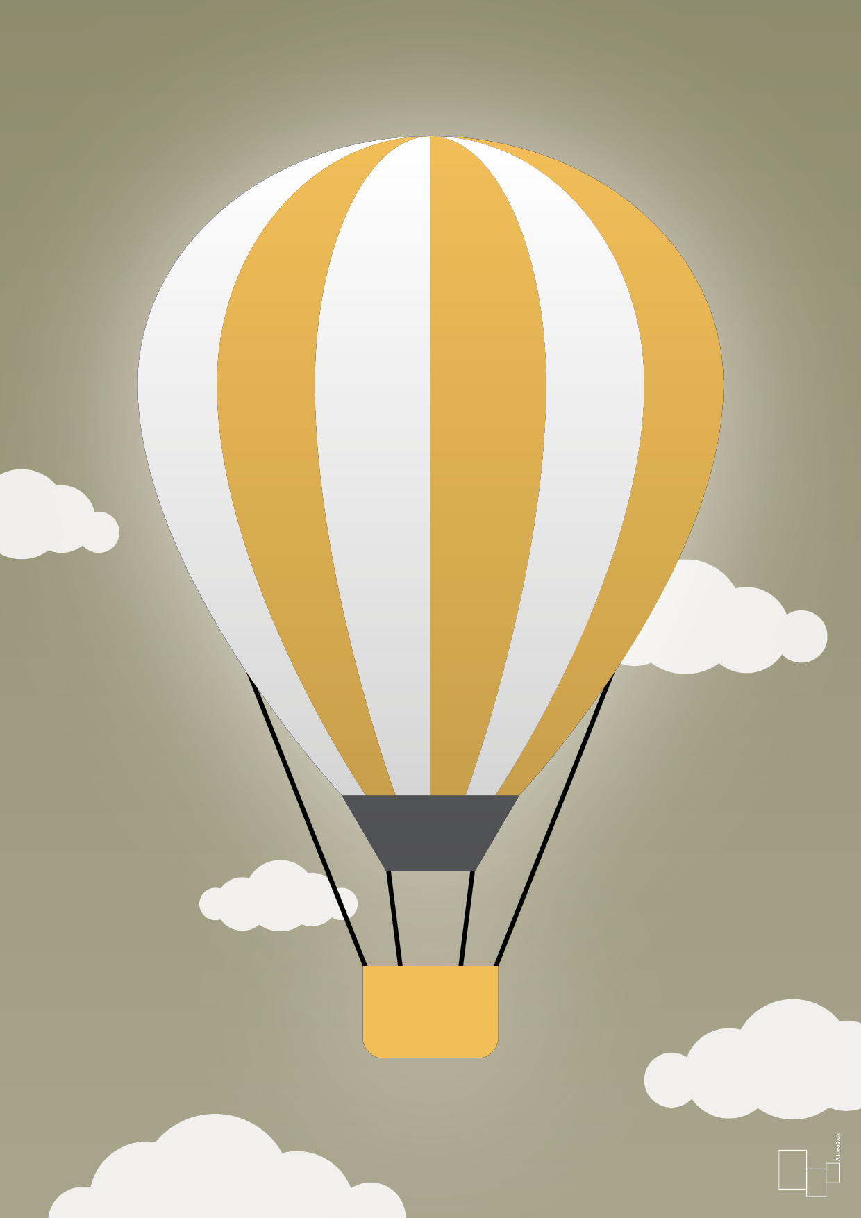 plakat: luftballon i gul - misty forrest-Illustrationer-A1two3