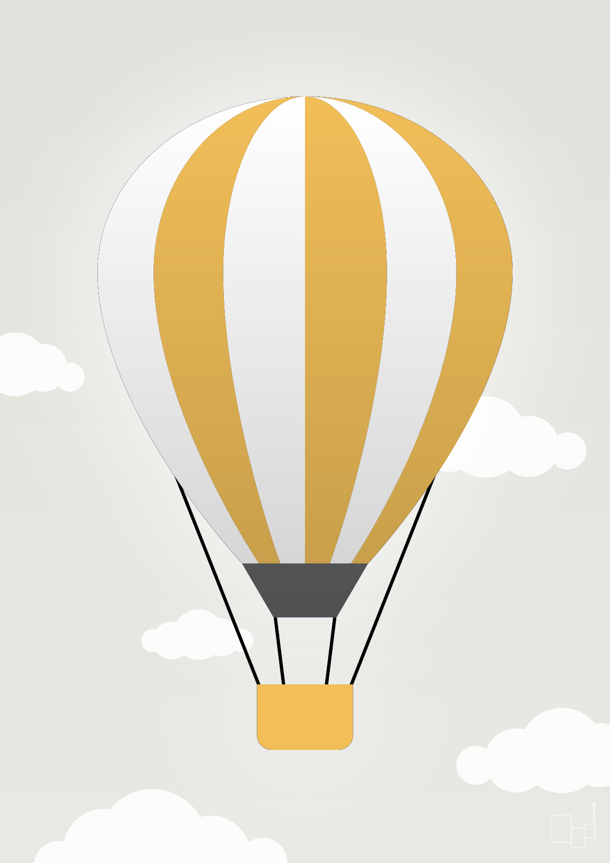 plakat: luftballon i gul - painters white-Illustrationer-A1two3