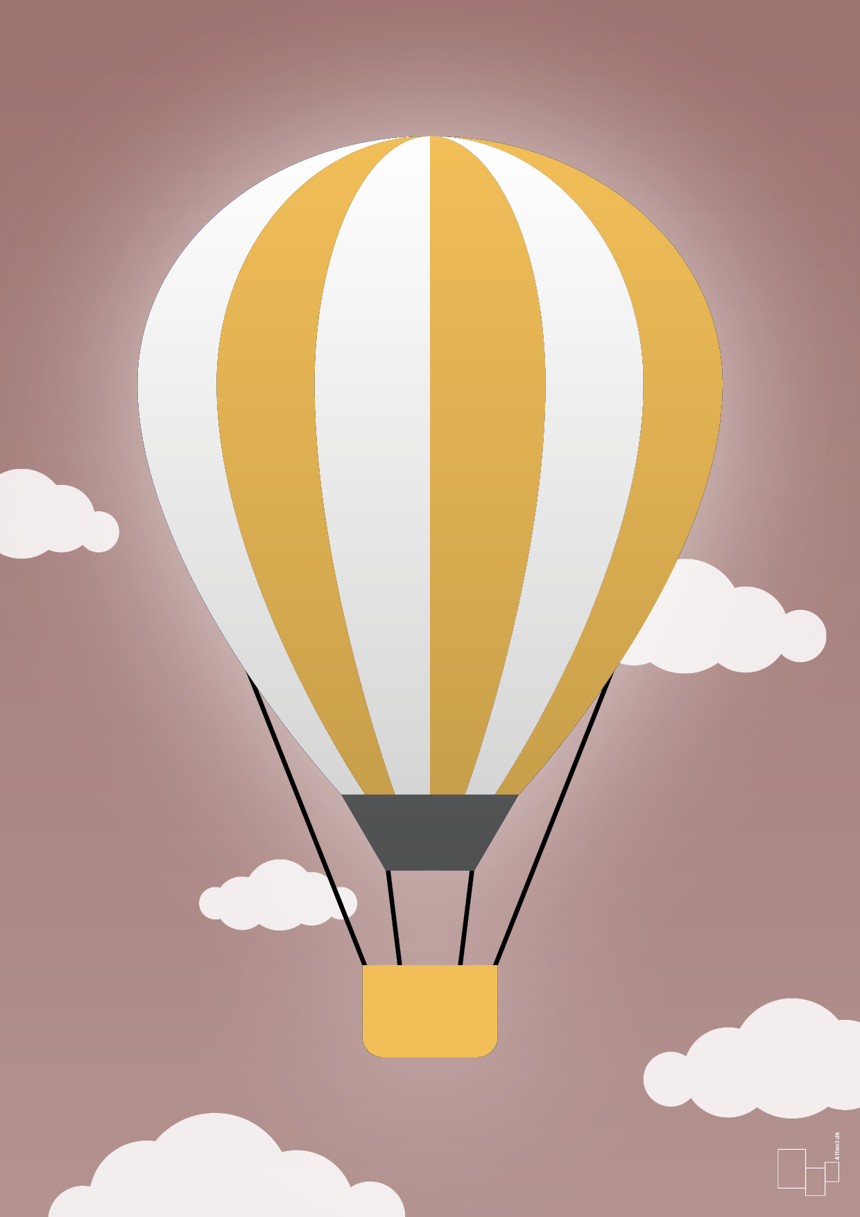 plakat: luftballon i gul - plum-Illustrationer-A1two3