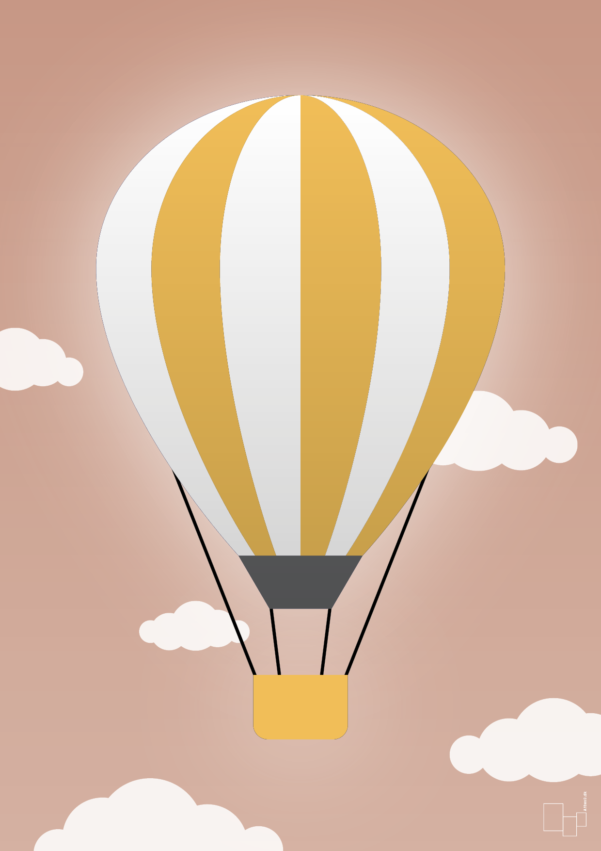 plakat: luftballon i gul - powder-Illustrationer-A1two3