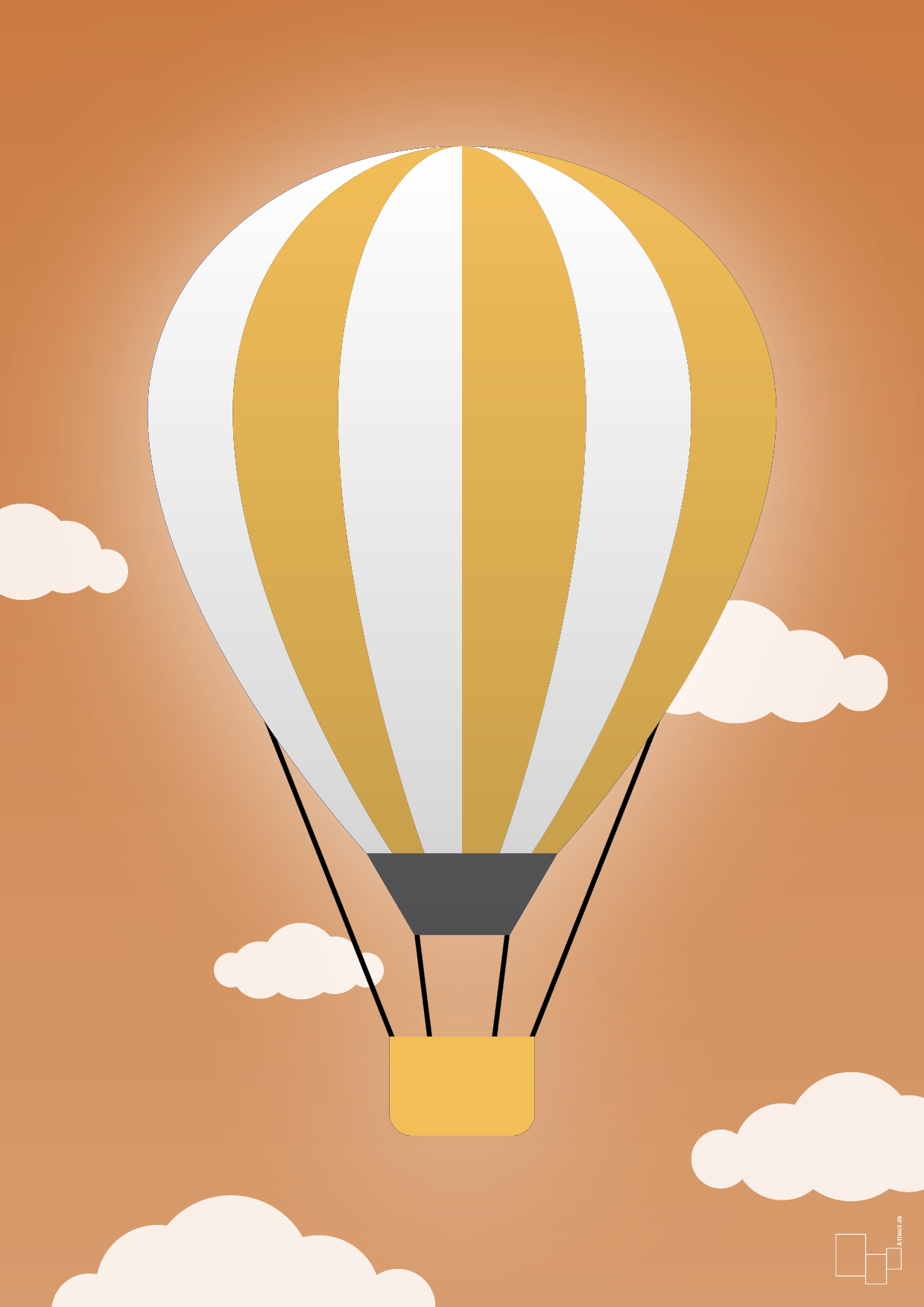 plakat: luftballon i gul - rumba orange-Illustrationer-A1two3